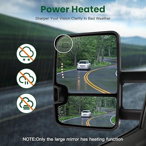 Miniatura 4 de SCITOO Espejos de remolque compatibles con Chevy para GMC Silverado Sierra 2014-2018 espejos de remolque con calefacción eléctrica lado izquierdo