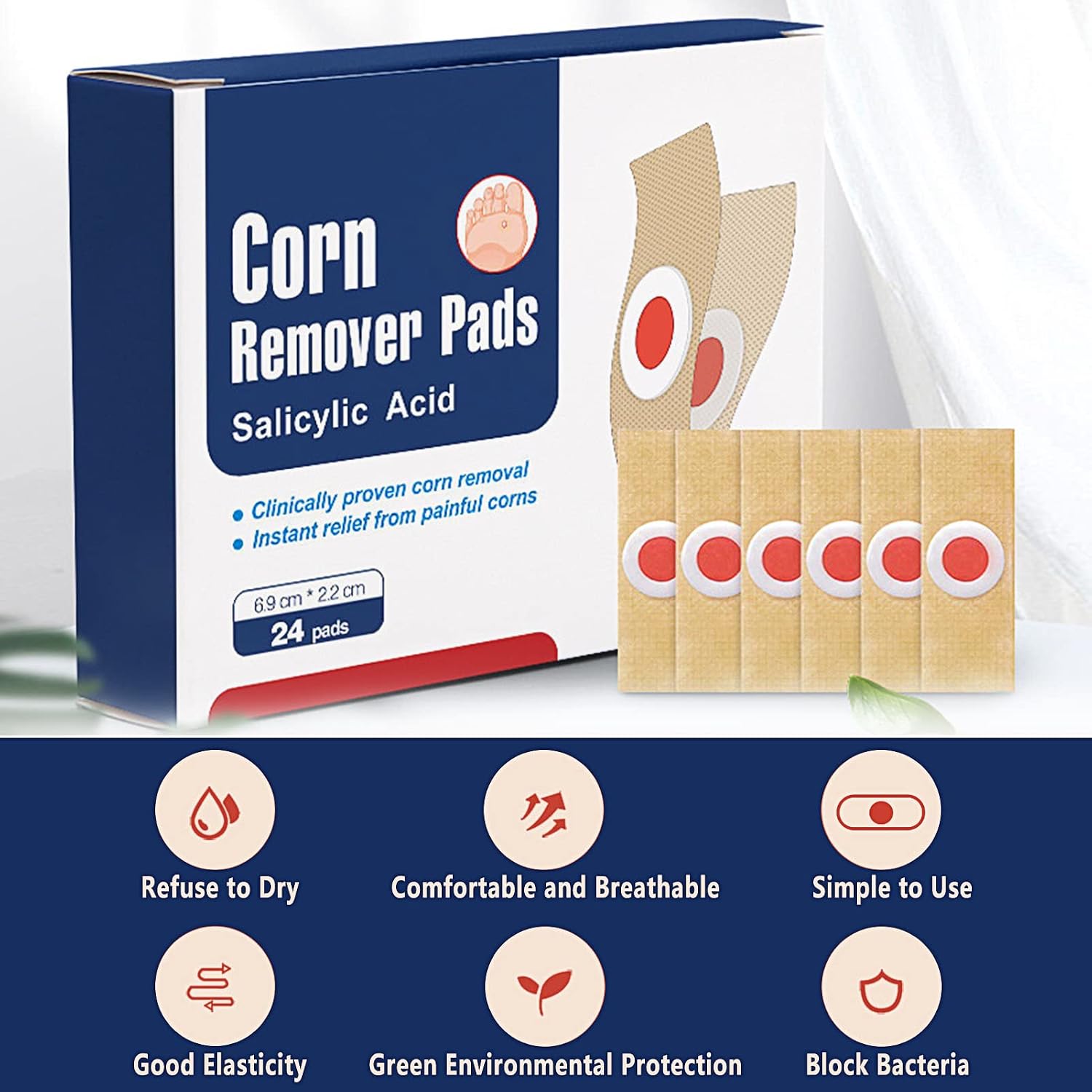 24 Pcs Corn Removal Pads, Foot Corn Removal Plaster with Hole, Corn Removal Treatment, Wart Remover, Corn Removal Relief Corn Pain and Foot Care, Remove Corns, Calluses - Image 4