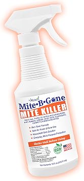 Dust Mite Killer Spray by Mite-B-Gone 16oz | Naturally Kills Human Mites, Chicken, Bird, Dust, Spider, Rat, Turkey, Carpet Mites | Family & Pet Safe Treatment for Homes, Furniture, Bedding & Farms
