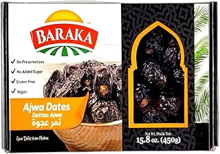 Baraka Ajwa Dates | Vegan Dates | Naturally Sweet |Fat-Free High Fiber Superfood No Preservatives, No Additives, 15.8 oz (Pack of 1)