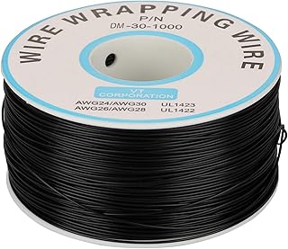 QANYEGN 1Roll Wire Wrapping, Single Copper Wire Strand, 30AWG Cable 0.25mm Core Diameter Tin Plated Copper Cable for Electrical Projects(Black)