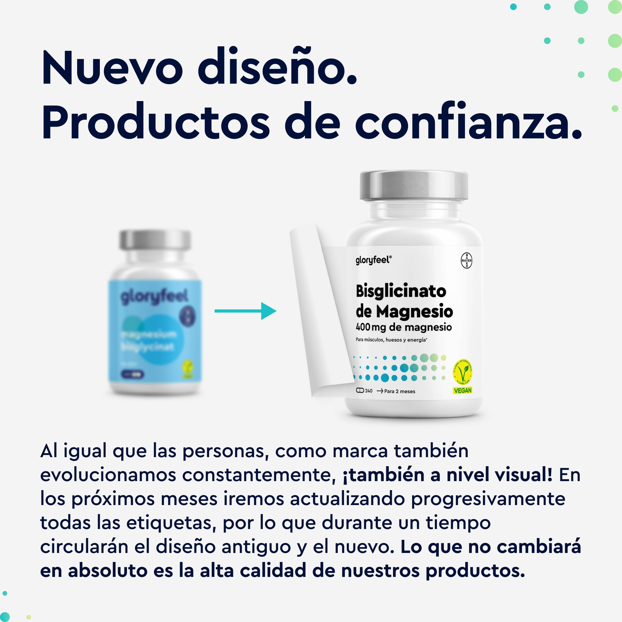 Glicinato de Magnesio 240 Cápsulas - 400 mg de magnesio elemental/dosis diaria - Suministro para 2 meses - Magnesio quelado - Inocuo para el estómago, vegano, de alta dosificación