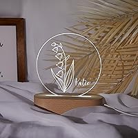 Vista 11 de Luz nocturna de flor de nacimiento, luz de noche de flor de caléndula de octubre, luz LED personalizada, regalos para amigos, lámpara de noche LED