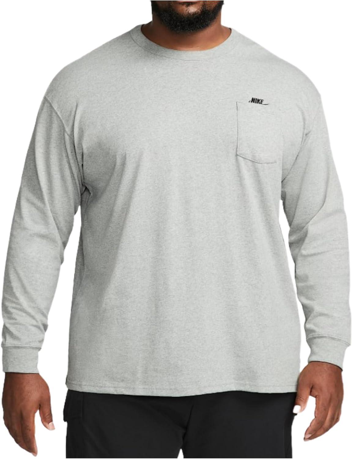 Nike Sportswear Premium Essentials Men's Long-Sleeve Pocket T-Shirt (Dark Grey Heather/Black)