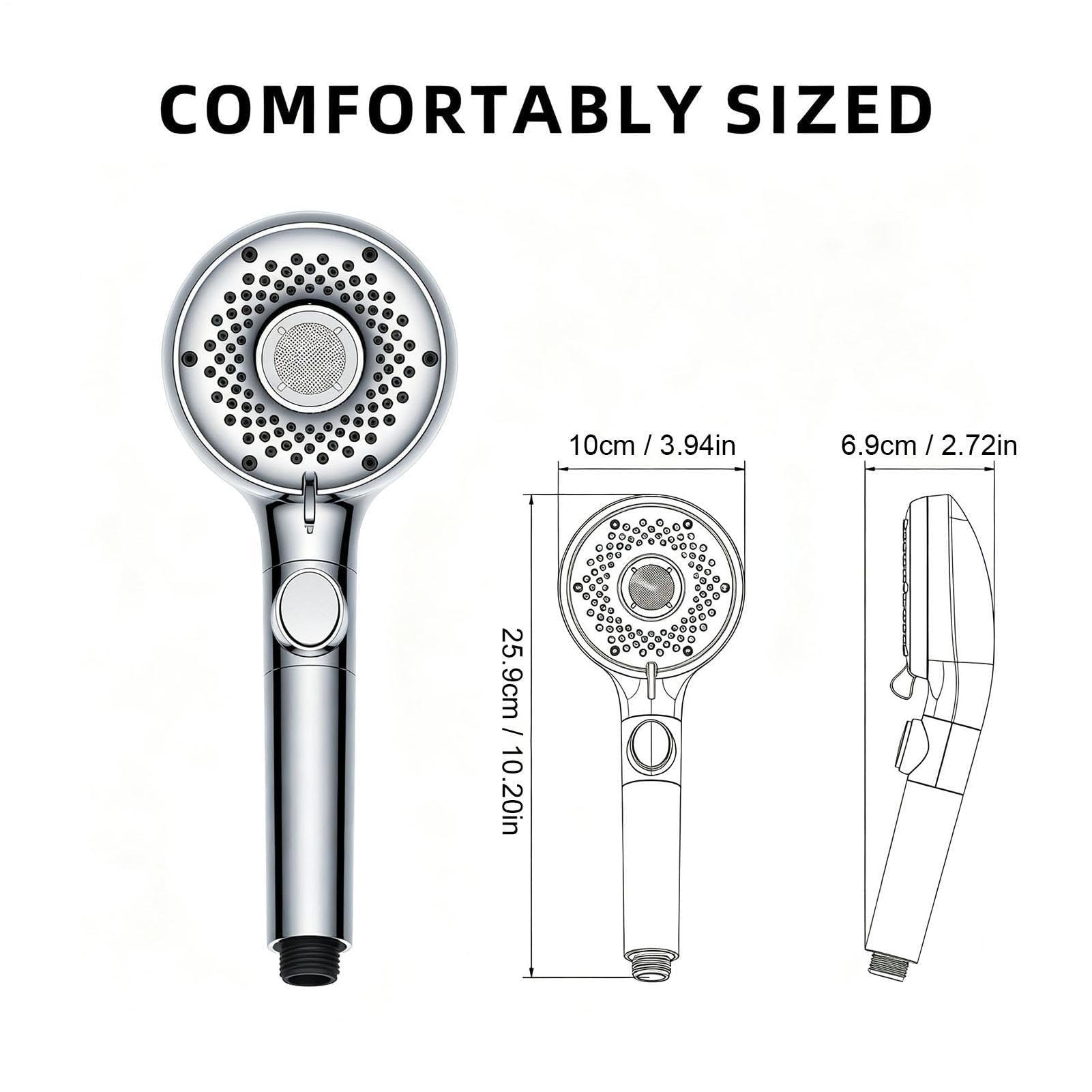 Cabezal de ducha de mano con 5 ajustes de pulverización, cabezal de ducha de baño de alta presión para experiencia de spa en casa, fácil instalación y ajuste