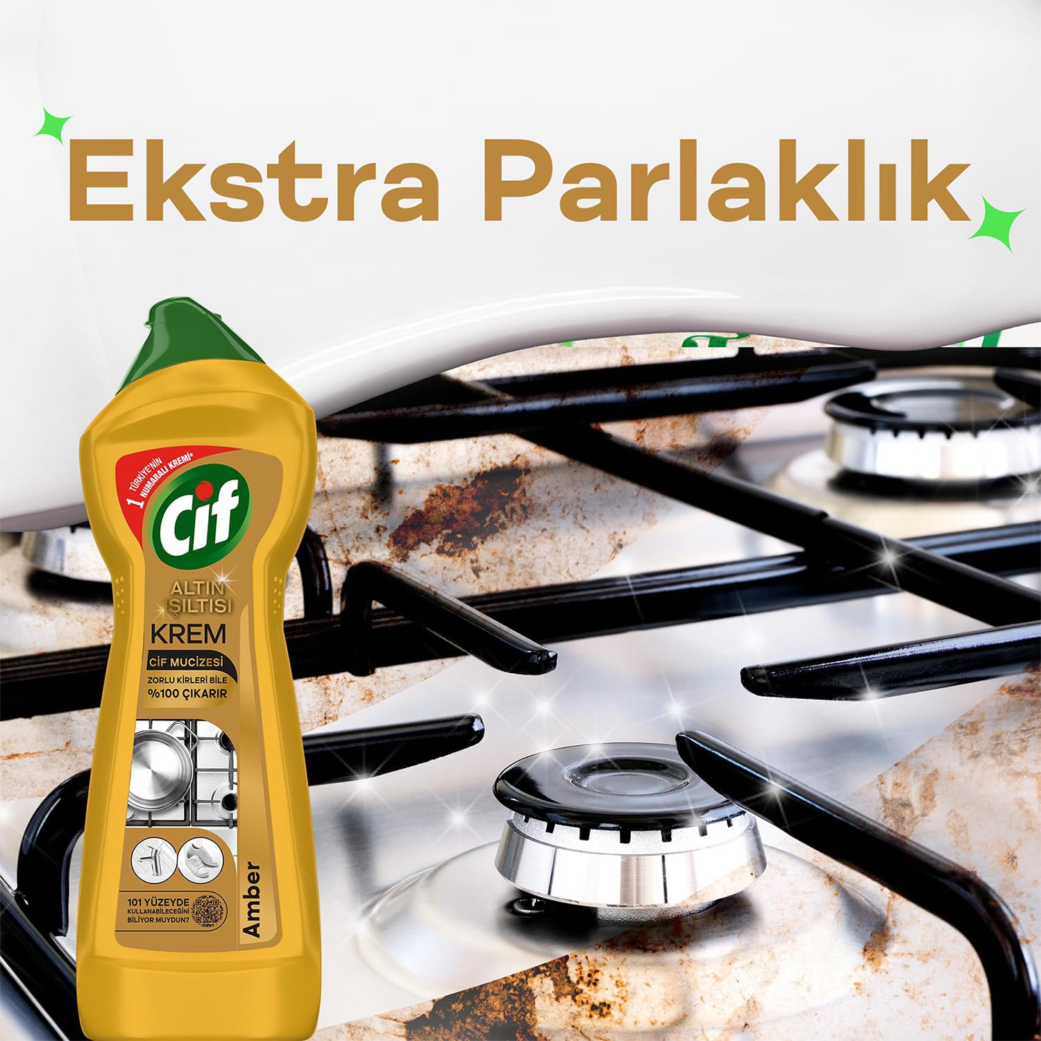 Cif Krem Yüzey Temizleyici Altın Işıltısı Amber Kokulu 750 ml