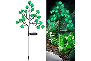St Patrick's Day Decorations Outdoor 2 Packs 40 LED Solar Shamrock Tree Green Lights