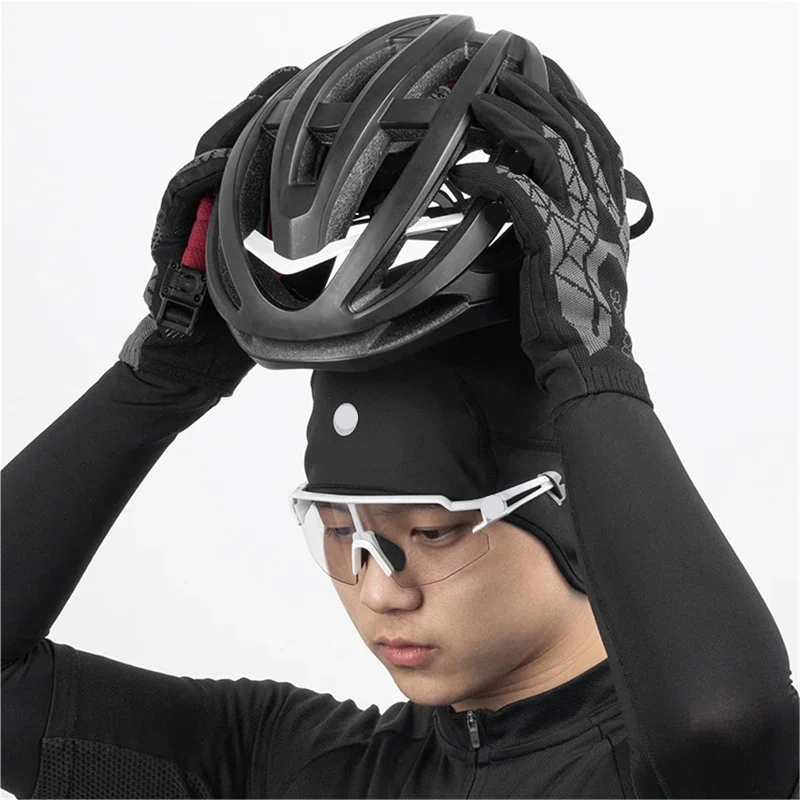 2 pièces Casquette de Cyclisme Casquettes d'hiver Garder au Chaud Bandana Sport Ski Course Bandeau Coupe-Vent Hommes équitation pour Vélo(Black)