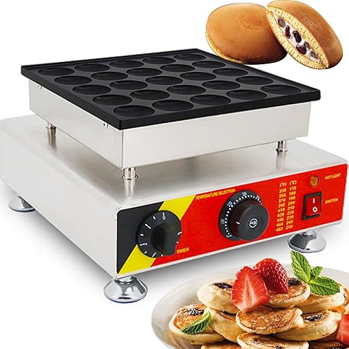 Miniatura 7 de Máquina para hacer panqueques eléctrica comercial de 25 agujeros de 1.8 pulgadas, mini panqueques holandeses, parrilla, panadero, waffle, muffins,