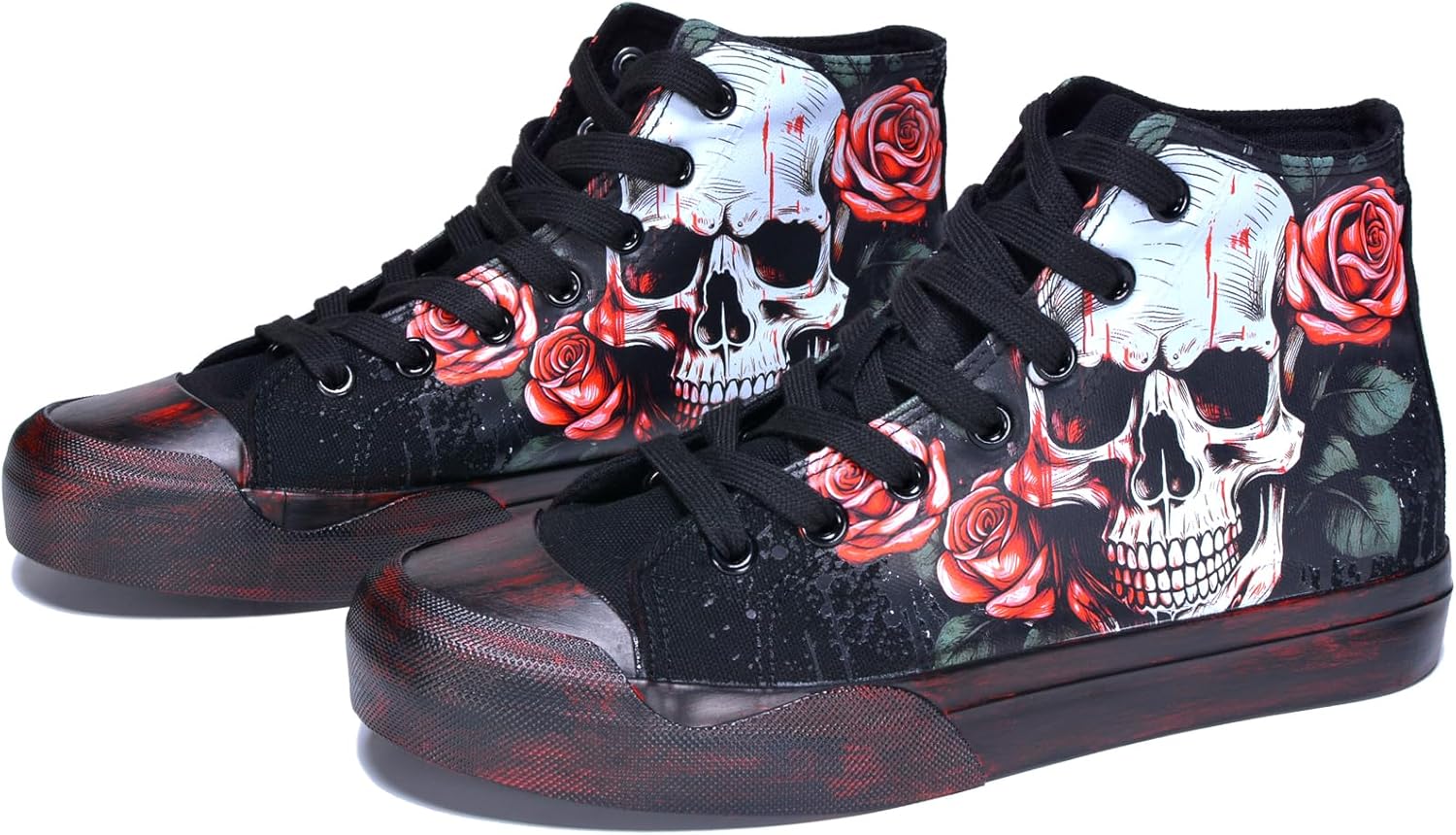 Gothic Skull Shoes for Women Fashion Sneakers Men's Hand-Painted Graffiti Shoes Punk Cosplay Hip Hop Teen Boys Girls Student Casual Walking Streetwear - Image 4