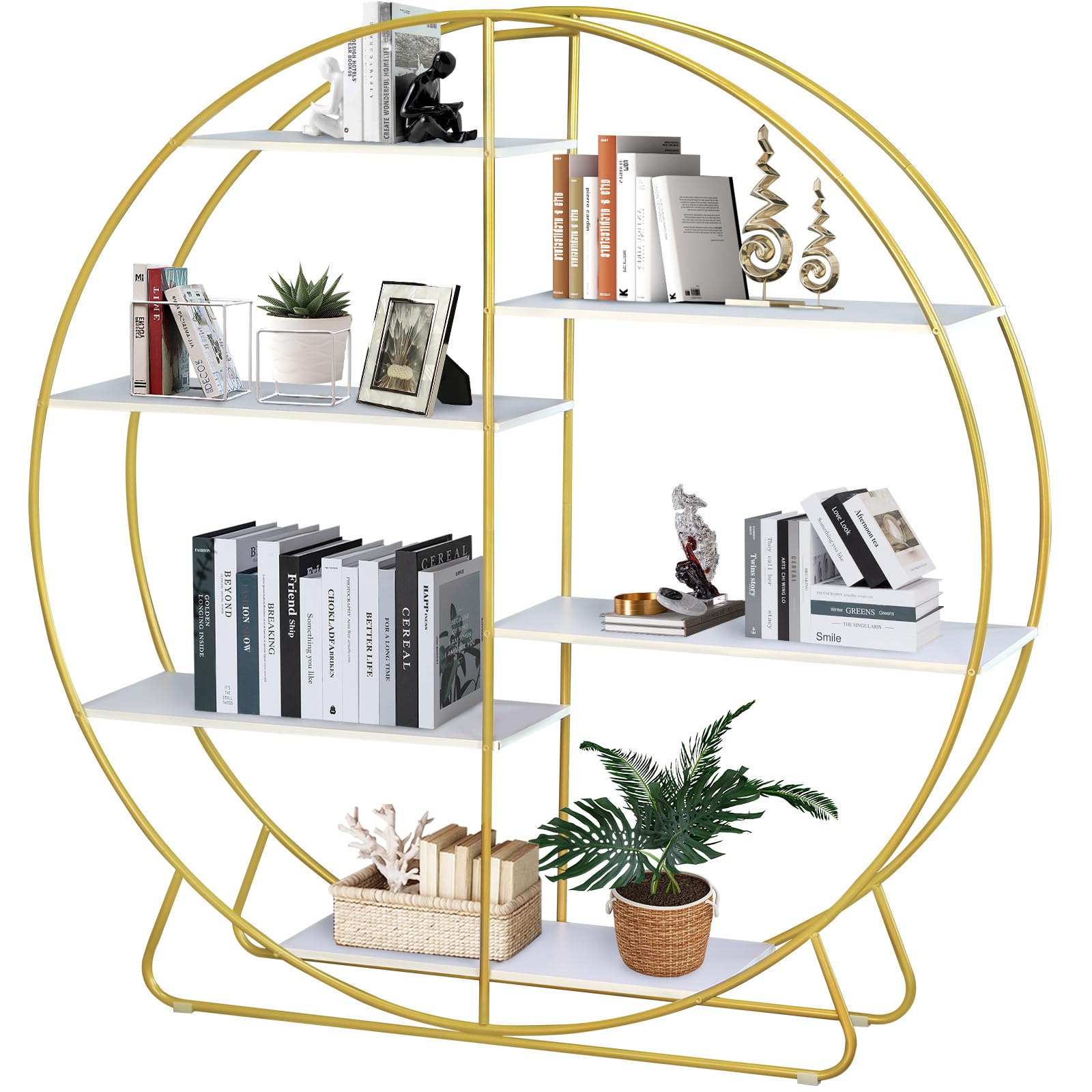 Amazon.com: KNIGHTCRAFT White and Gold Bookshelf Metal 57