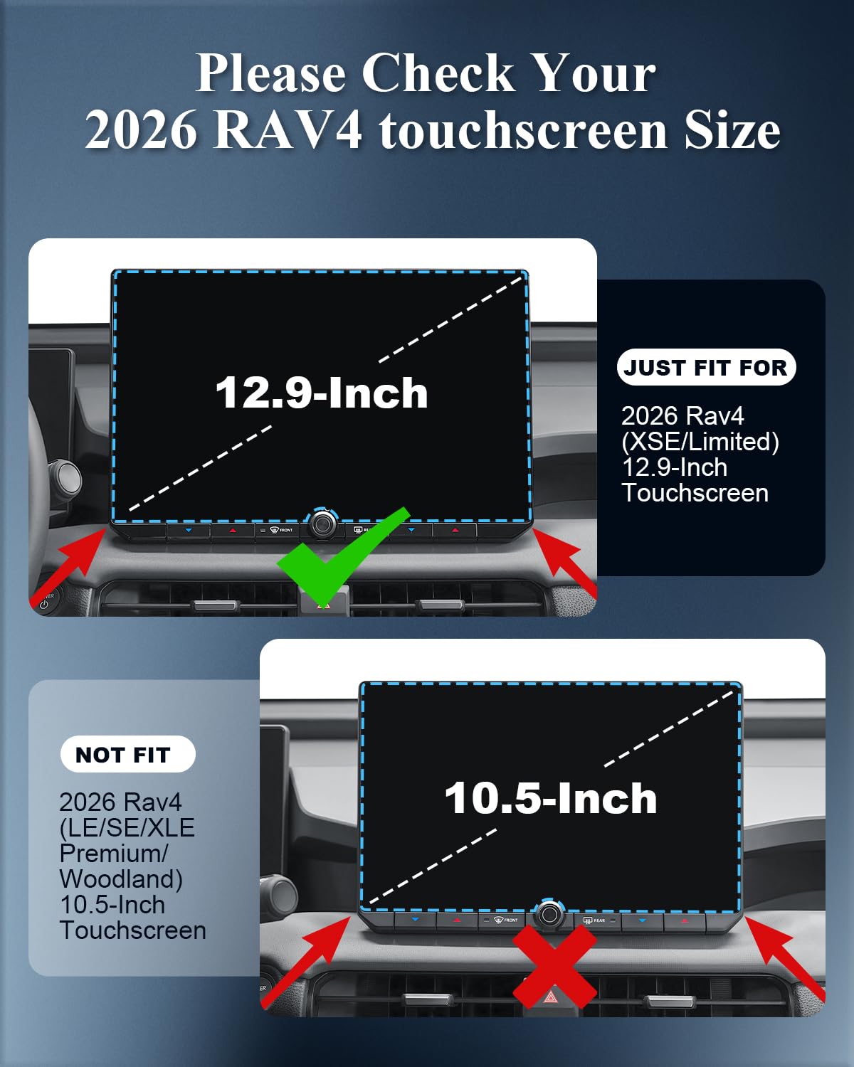 BIBIBO 2 protectores de pantalla mate antirreflejos para RAV4 2026 2026+ Toyota RAV4 (XSE/Limited) 12.9 pulgadas Navi + tablero de 12.3 pulgadas [vidrio templado antiarañazos reduce las huellas