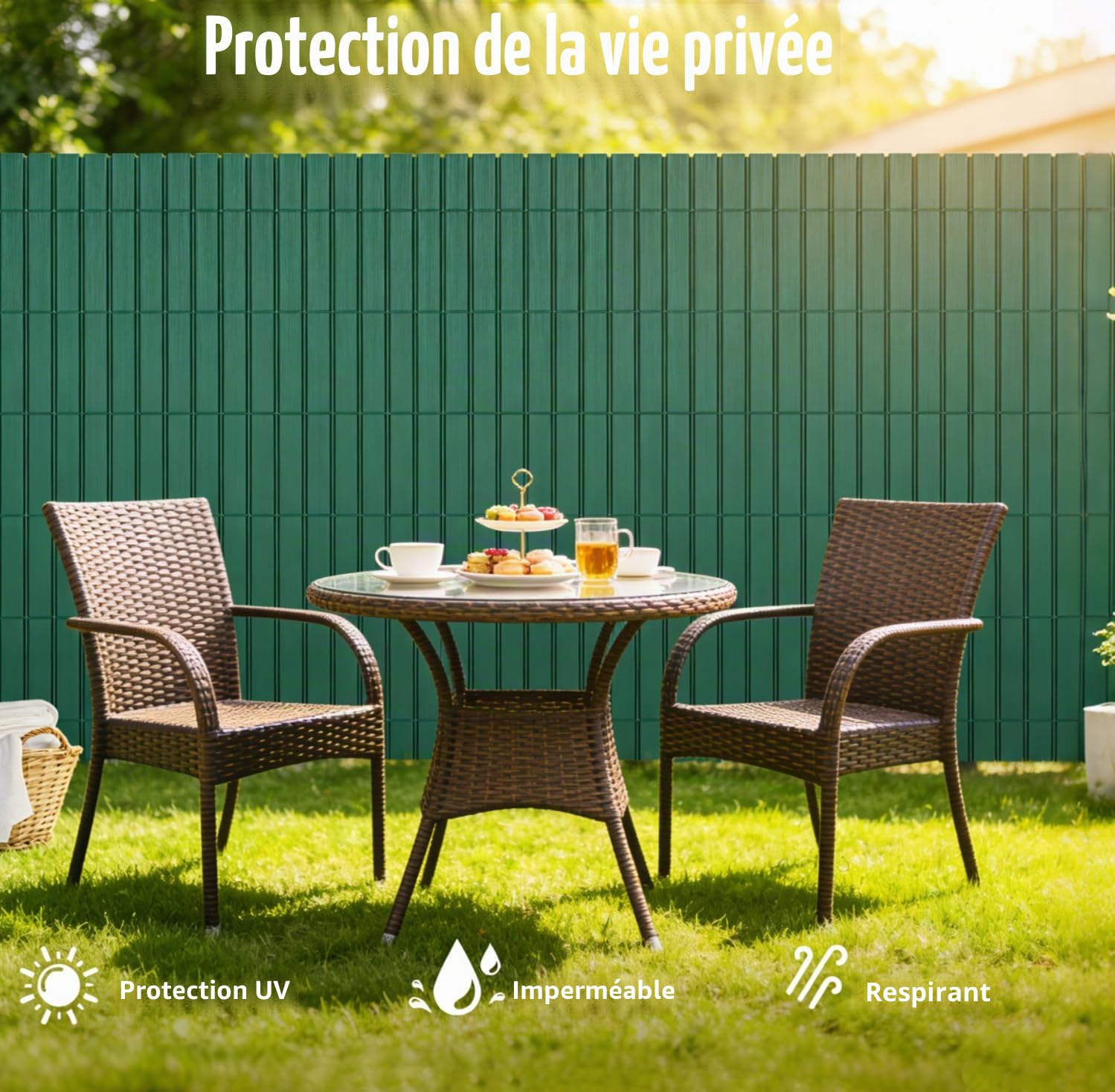 Canisse PVC 200x500cm Brise Vue, Canisse PVC Corrosion et Aux Intempéries, Brise Vue Balcon Renforcement, Canisses Anti-moisissure Résistant aux UV, Intimité pour Jardin Terrasse (Vert)