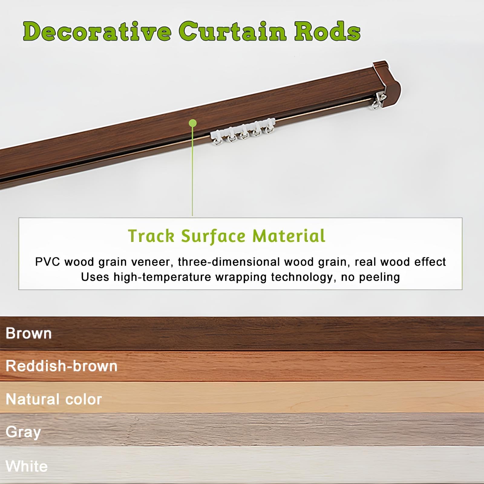 Kit de tringle à rideaux robuste – Rail mural en aluminium avec supports d'installation facile pour les tailles de vaRoom (naturel 290 cm/2 x 145 cm)