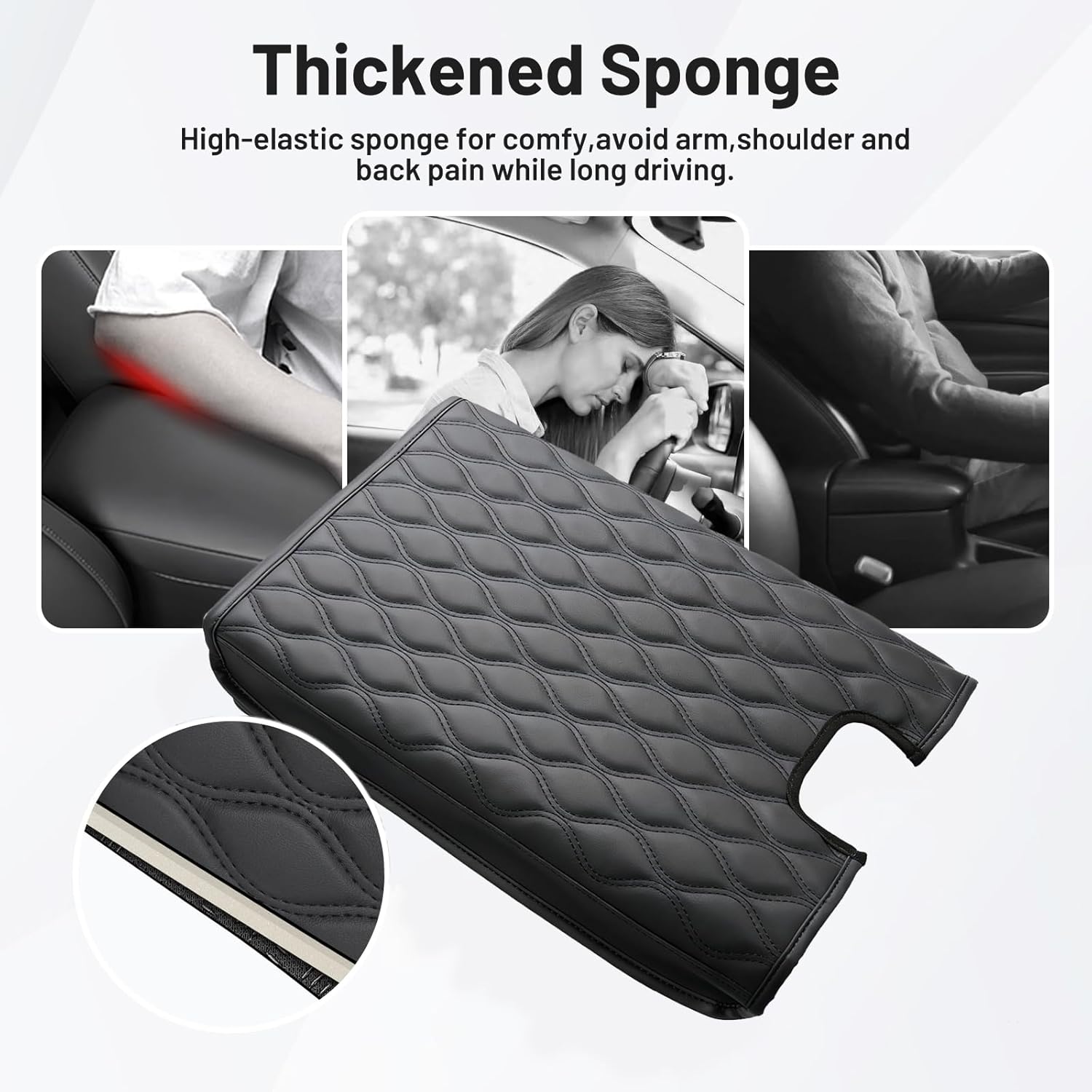 Autorder Center Console Cover for 2007-2013 Chevy Silverado&Tahoe&Suburban&GMC Sierra&Yukon Accessories Armrest Cover Anti-Scratch Middle Console Pad Leather Armrest Protector Black(Jump Seat Only)