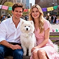 Vista 113 de DOGWONG Collar de perro Airtag de algodón y cáñamo, collar resistente para perros con soporte para Airtag, collares verdes para perros pequeños