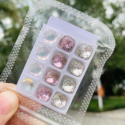 Miniatura 8 de 12 diamantes de imitación grandes de cristal K9 para decoración de uñas, forma cuadrada redonda, 0.394 x 0.315 in, piedras preciosas plateadas,