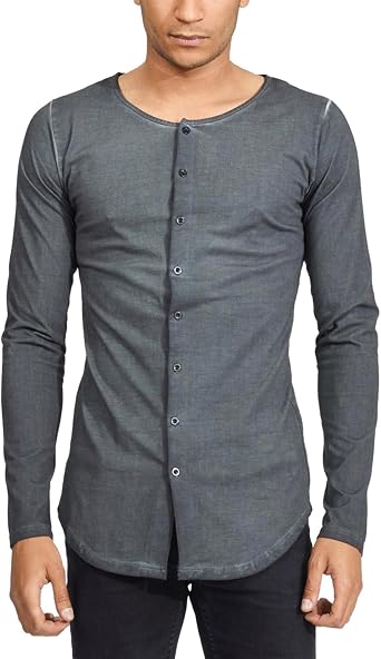 trueprodigy Casual Hombre Marca Camisa Basico Ropa Retro Vintage Rock  Vestir Moda Cuello Redondo Manga Larga Slim fit Designer Fashion Shirt,  Colores:Anthracite, Tamaño:XL: Amazon.es: Ropa