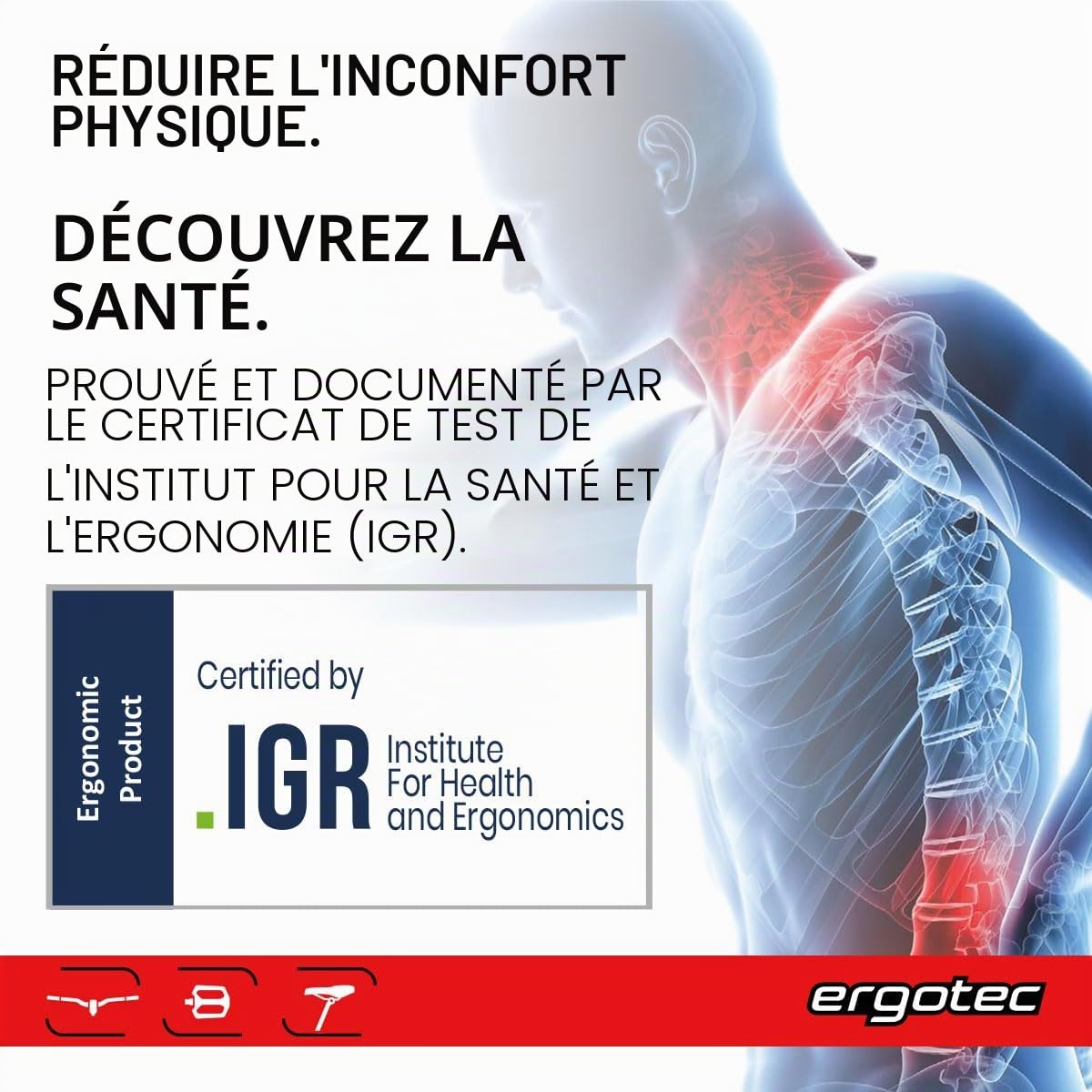 ERGOTEC Guidon VTT réglable en hauteur Riser Bar 50 i 35,0 mm Diamètre de serrage du guidon : 35,0 mm | Largeur de poignée : 780 mm | Gri