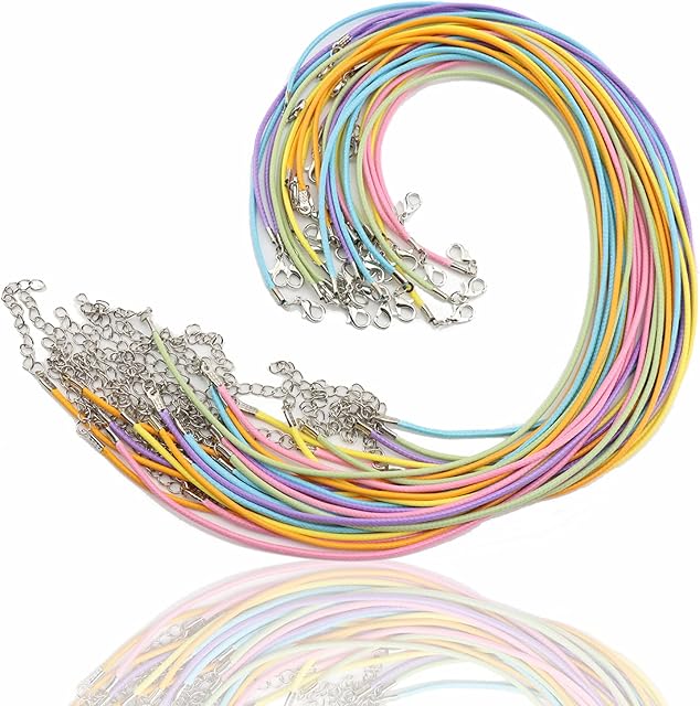 30Pcs Waxed Necklace Cord, 2mm Colored Necklace Cord with Lobster Clasp, Pendant Necklace Rope for DIY Bracelet Jewellery Making (6 Assorted Colors)