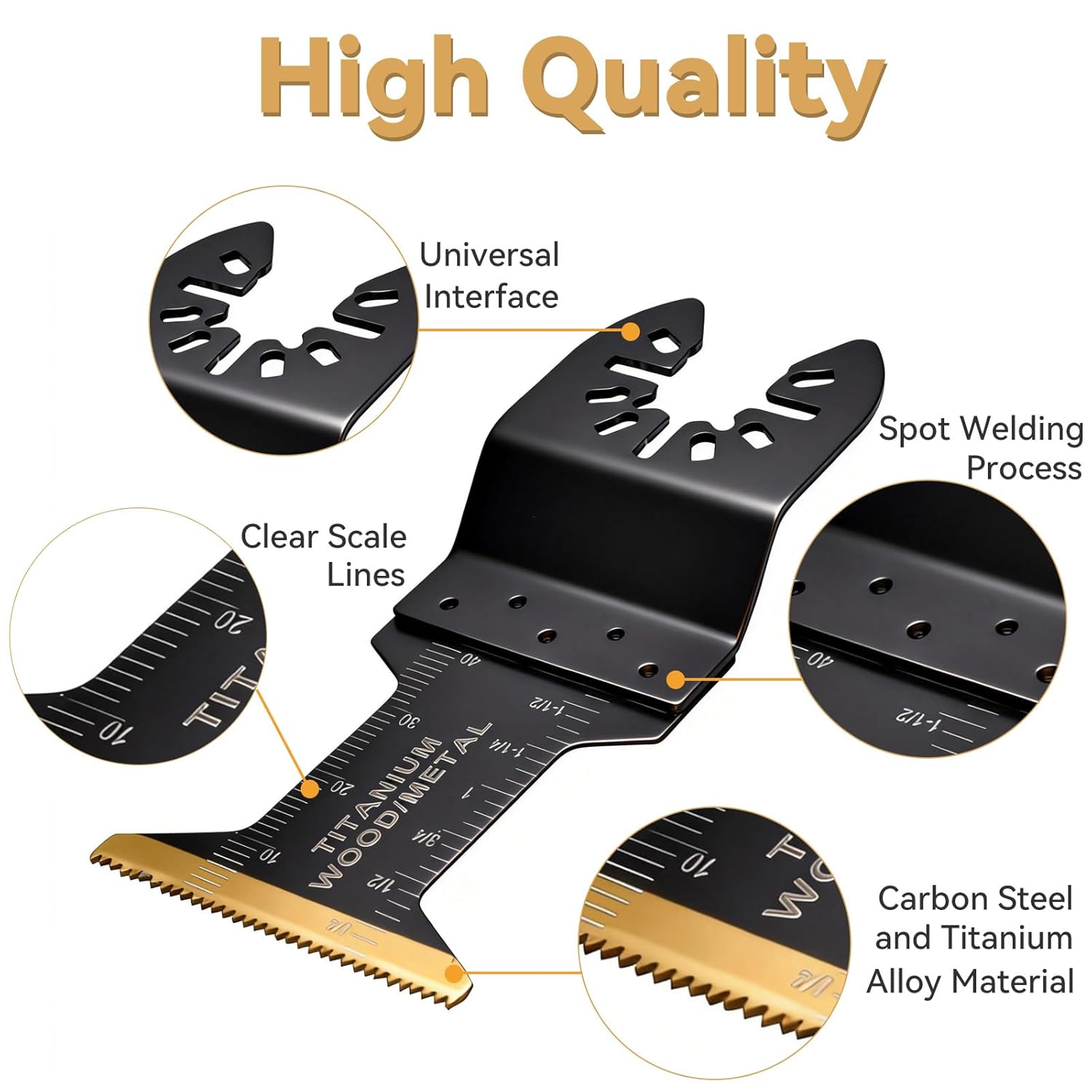 20PCS Titanium Oscillating Tool Blade, Universal Multitool Blades Oscillating Tool Blade Kits for Wood Nails Metal Cutting and Plastic, Fit Dewalt Milwaukee Ryobi Rockwell Fein
