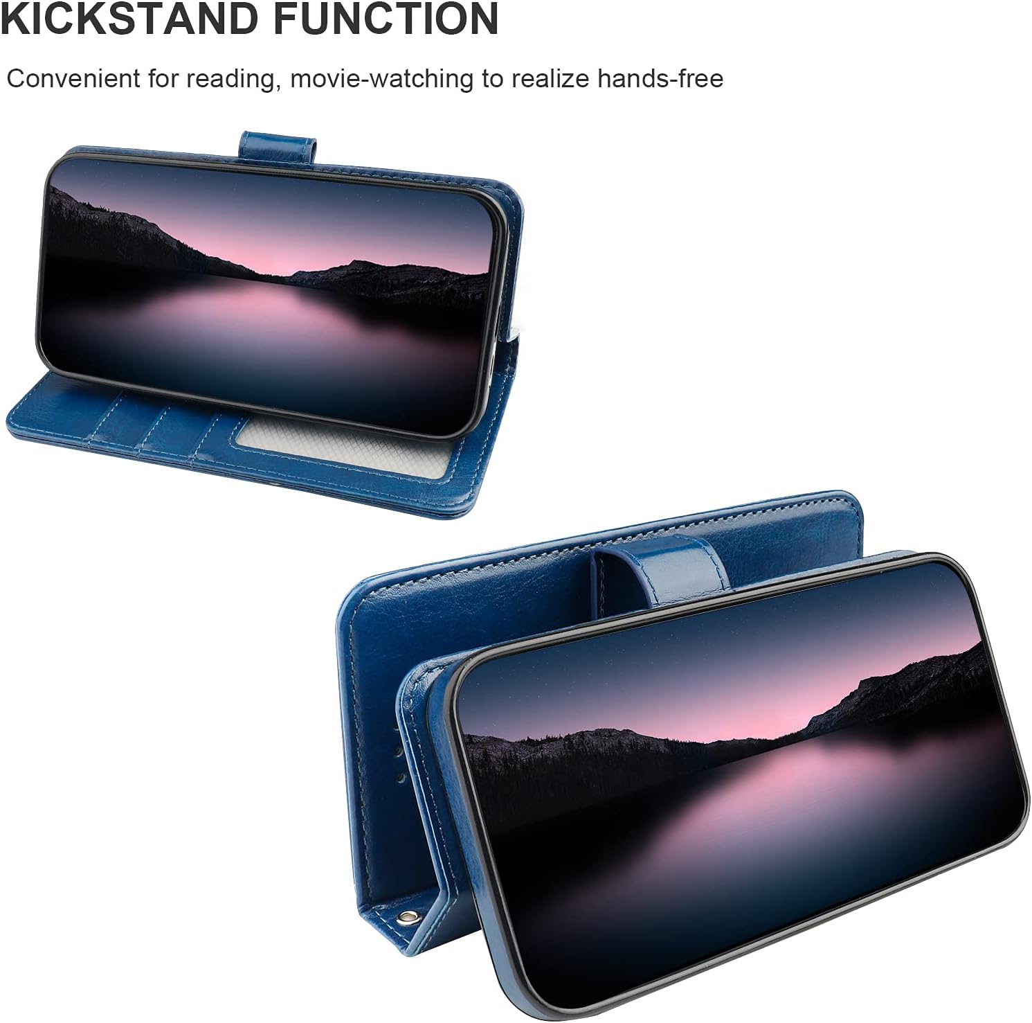 Bocasal Detachable Wallet Case for iPhone 13 Pro Max RFID Blocking Card Slots Holder Premium PU Leather Magnetic Kickstand Shockproof Wrist Strap Removable Flip Protective Cover 5G 6.7 inch (Blue)