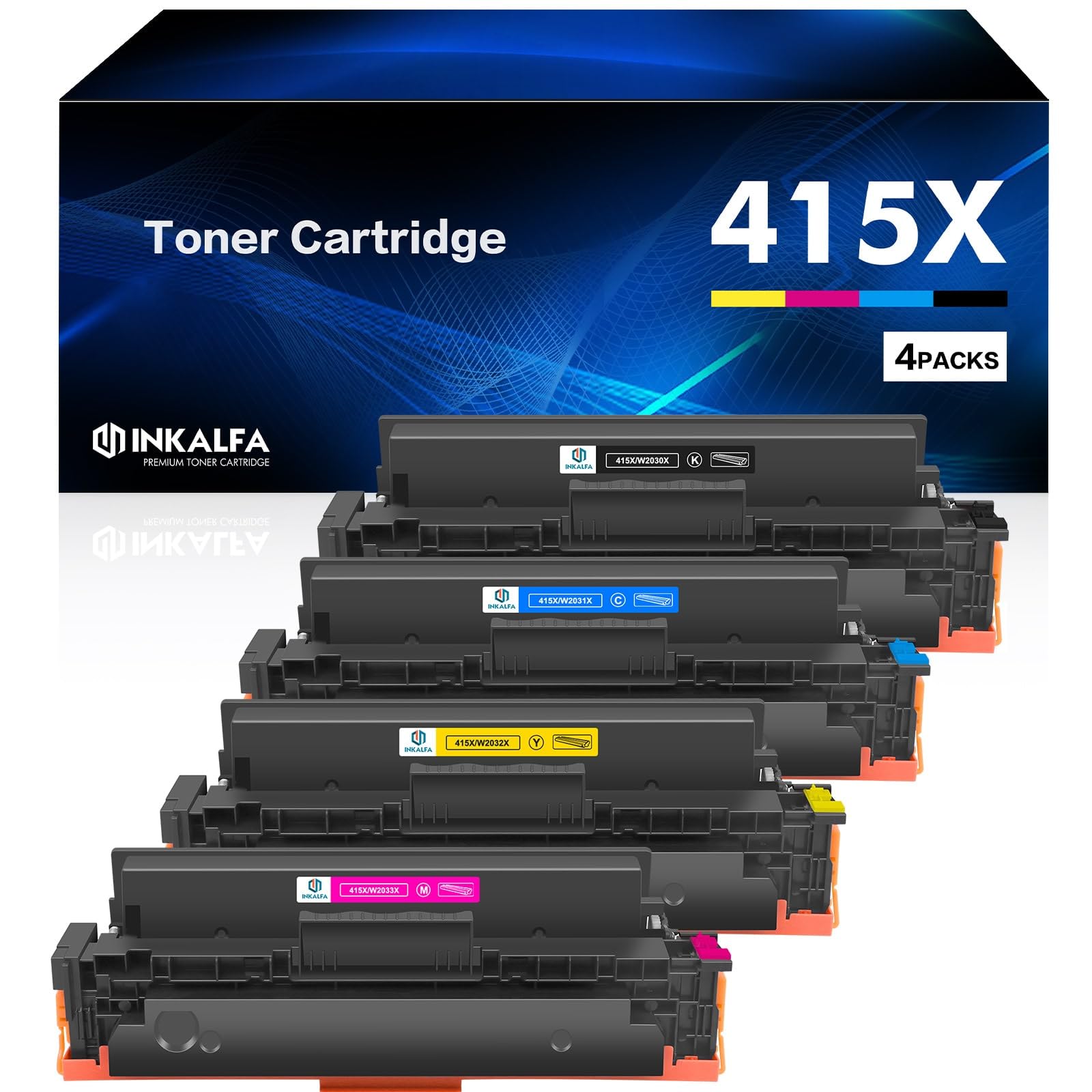 415X 415A Kein Chip Kompatible für HP 415X Multipack Color LaserJet Pro M479fdw M479fnw M479dw M479fdn M454dw M454dn M479 M454 W2030X W2030A W2031X W2032X W2033X, Schwarz Cyan Gelb Magenta 4er-Pack