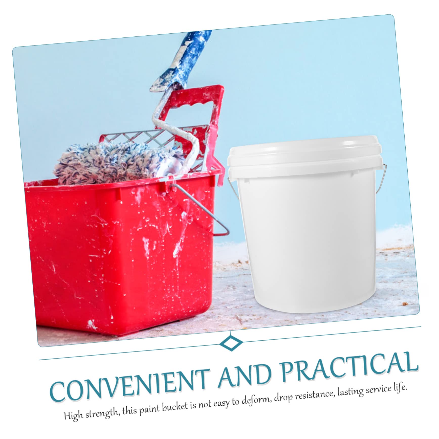 Didiseaon Cubo Ligero y Fácil de Transportar de 10 litros de Hdpe White con Tapa de Pintura para Almacenamiento y Uso en Pintura y Pigmentos