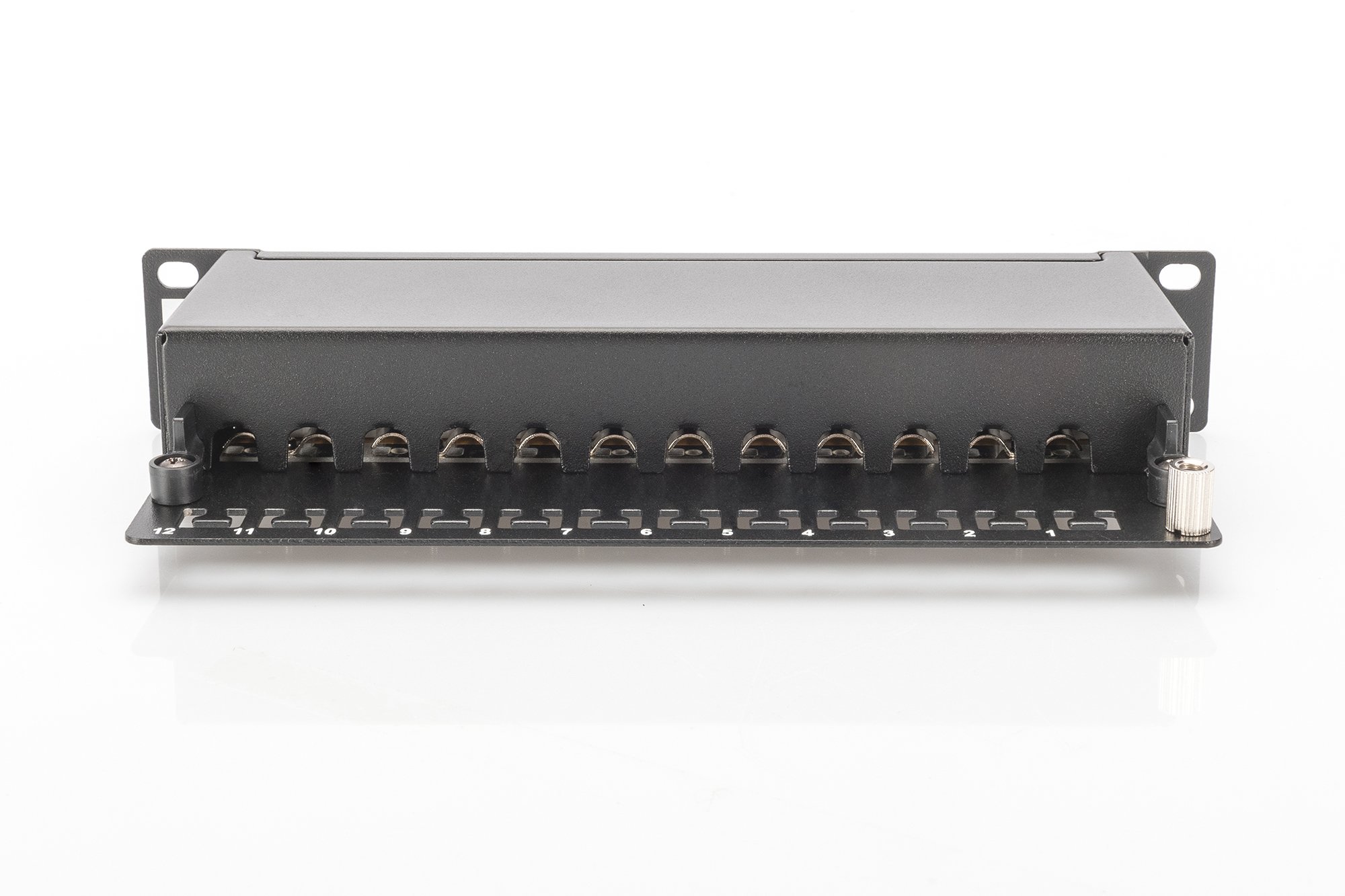 DIGITUS Gigabit Ethernet PoE+ Switch - 10 Zoll - 8 Ports - 96 Watt Powerbudget - Schwarz & Cat-6 Patch-Panel - 12 Ports - RJ45-Buchsen - 10-Zoll Rack-Mount 1HE - LSA Verteiler-Feld - Schwarz