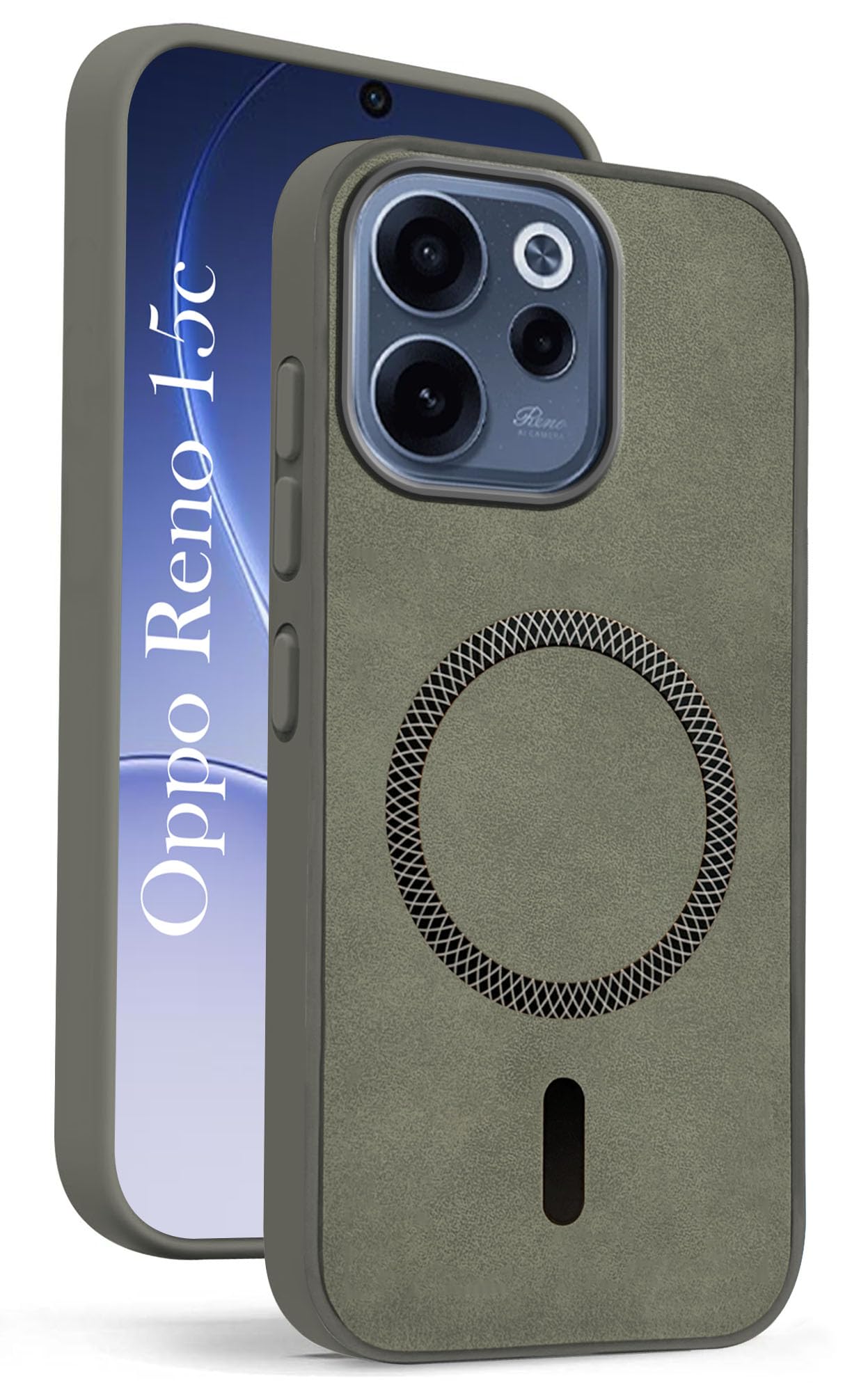 Jkobi Leather Finish Back Cover Case for Oppo Reno 15c (MagSafe Compatible Wireless Charging | Soft Touch | Camera Bump Protection)-image-4