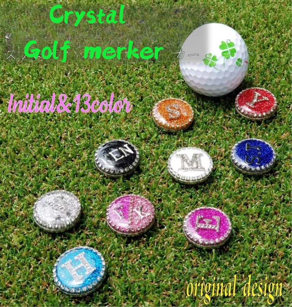 Amazon | ゴルフマーカー クリスタルイニシャルゴルフマーカー | ノー