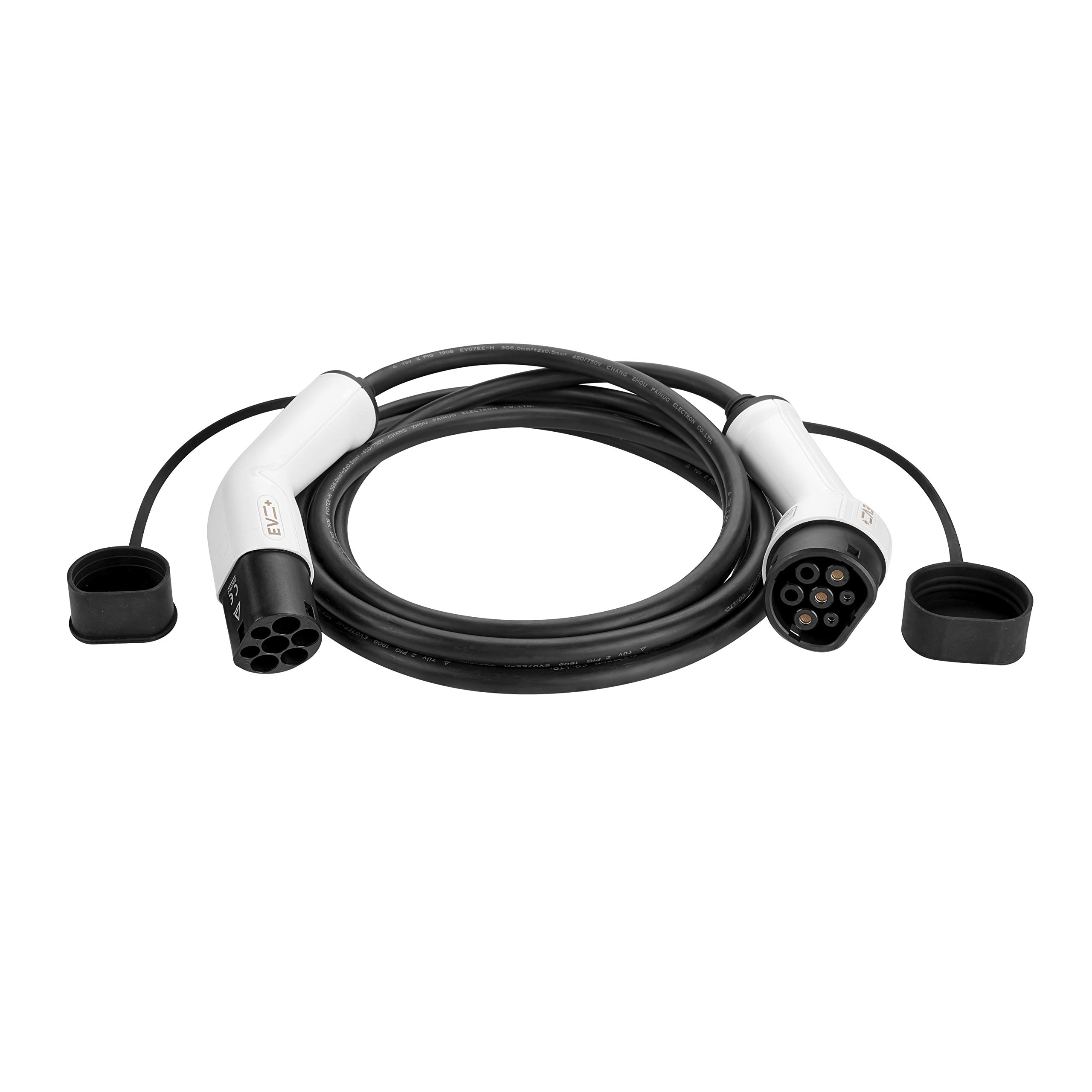 EV + Electric Vehicle Charging Cable - Type 2 to Type 2-5 Metre PHEV and EV Charging Cable - 3-Phase 16A (11 kW) Black - Free Carry Bag - EU IP55