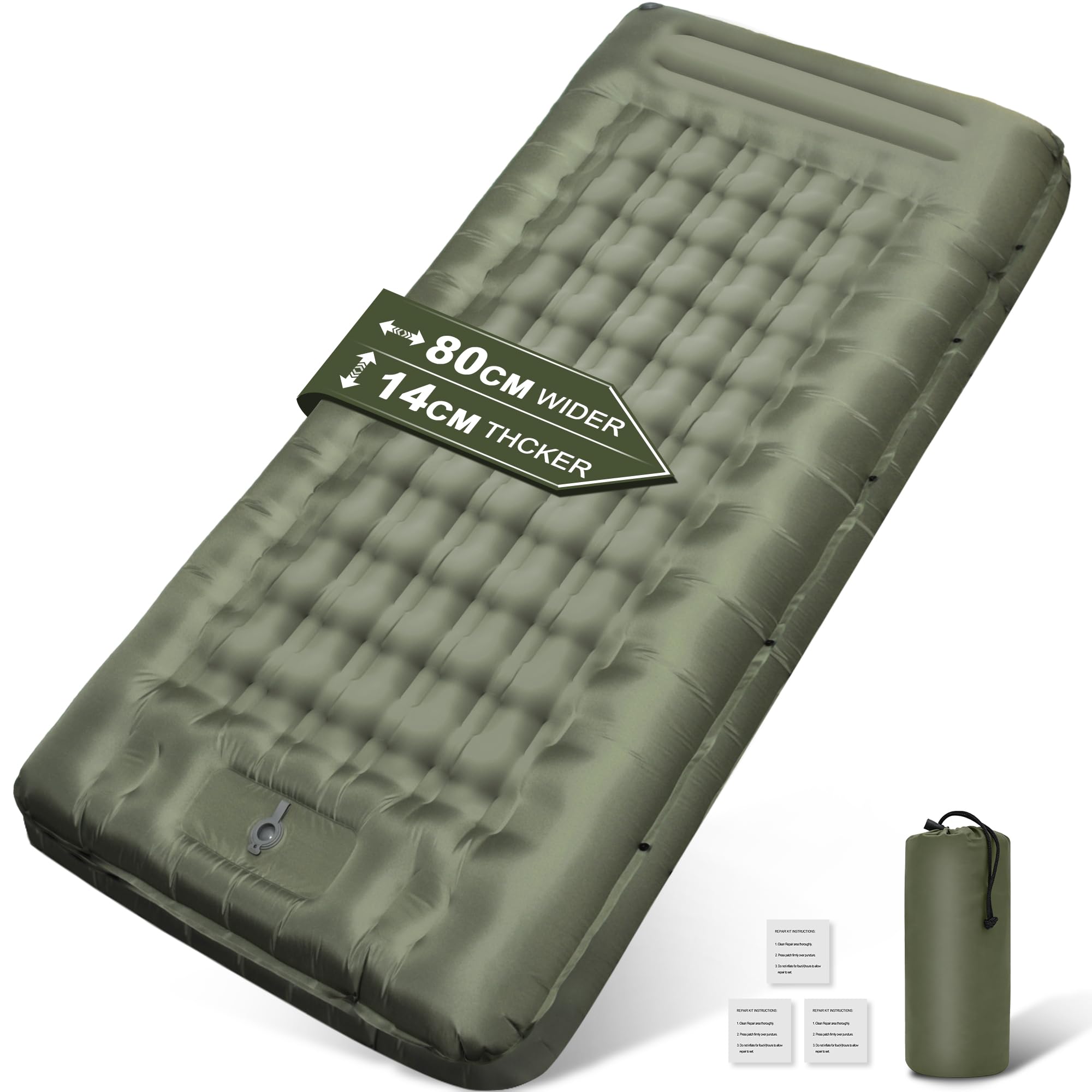 Furaso Camping Mat 14CM Thickened & Widened Inflatable Sleeping Pad with Built-in Foot Pump, Double Joinable, Compact, Sleeping Pad for Outdoor Camping, Backpacking, Traveling, Hiking