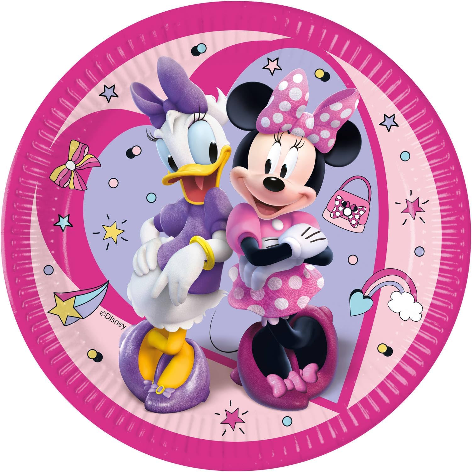 Procos Folat 93830P Disposable Plates Paper FSC Minnie Mouse 23 cm Pack of 8, Multicoloured