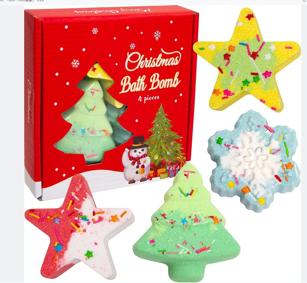 Amazon.com: Bath Bombs 4 Packs Scented Shower Bath Bombs Christmas Gift ...