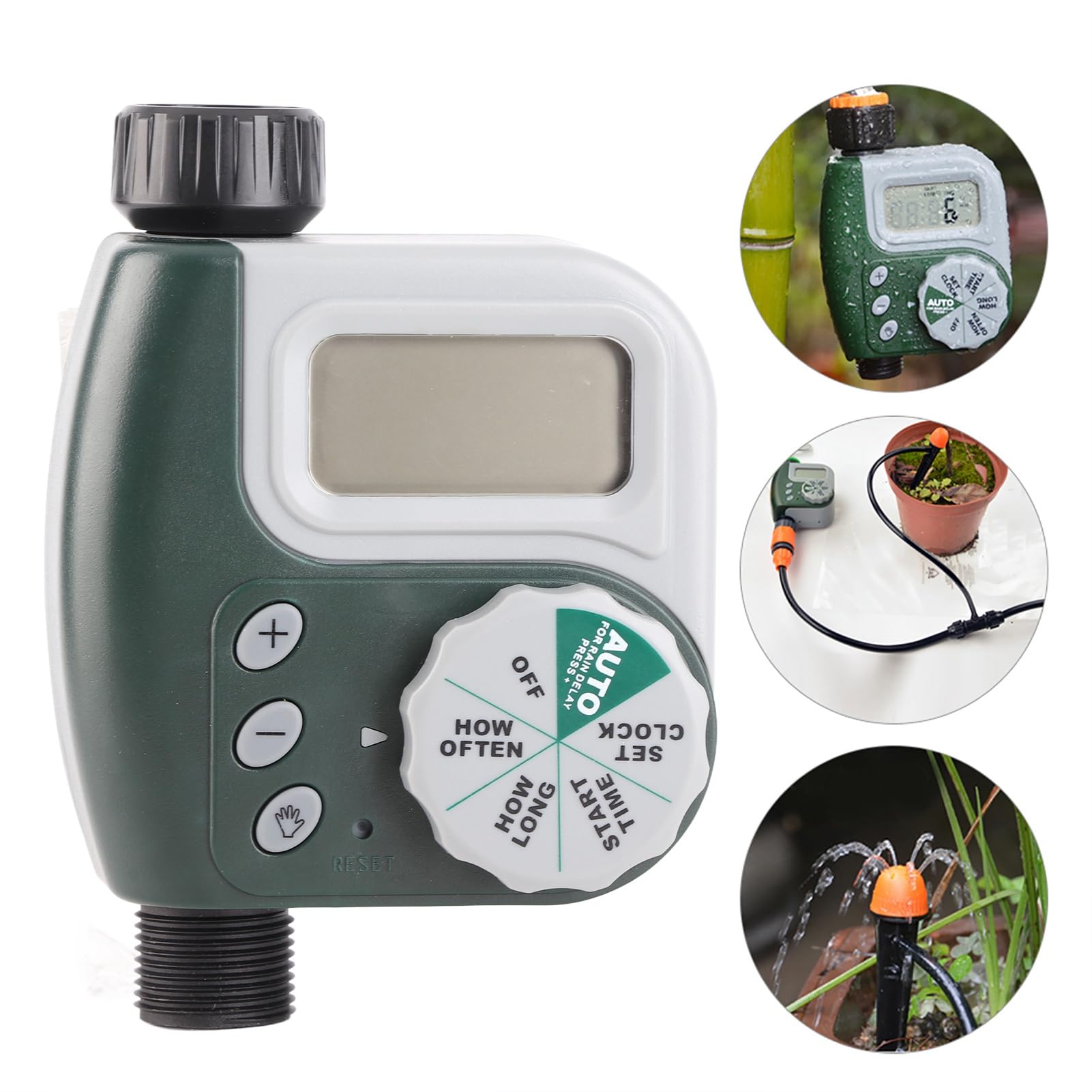 Jiawu Programmatore Digitale Automatico per Irrigazione da Giardino, di Controllo dell'Irrigazione con Connettore G3/4, Quadrante Facile da Impostare, Ritardo Pioggia e Irrigazione Manuale,
