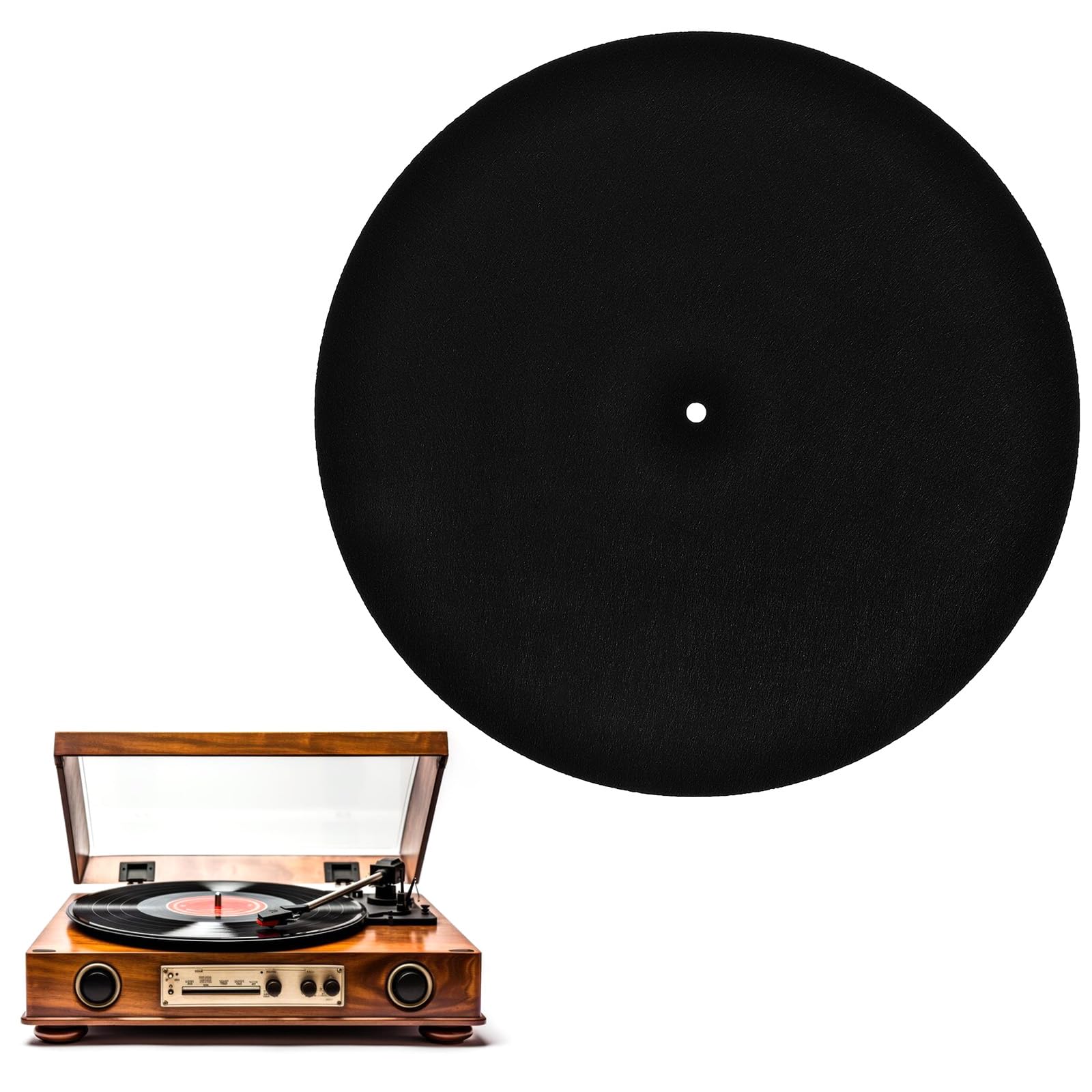 Turntable Mat Black Vinyl Slipmat for Vinyl Turntable Felt Slipmat for Slip Mats Anti Vibration Record Platter Accessories to Reduce Noise, Improve Sound Quality, Record Player Mat, 12 Inch-image-32