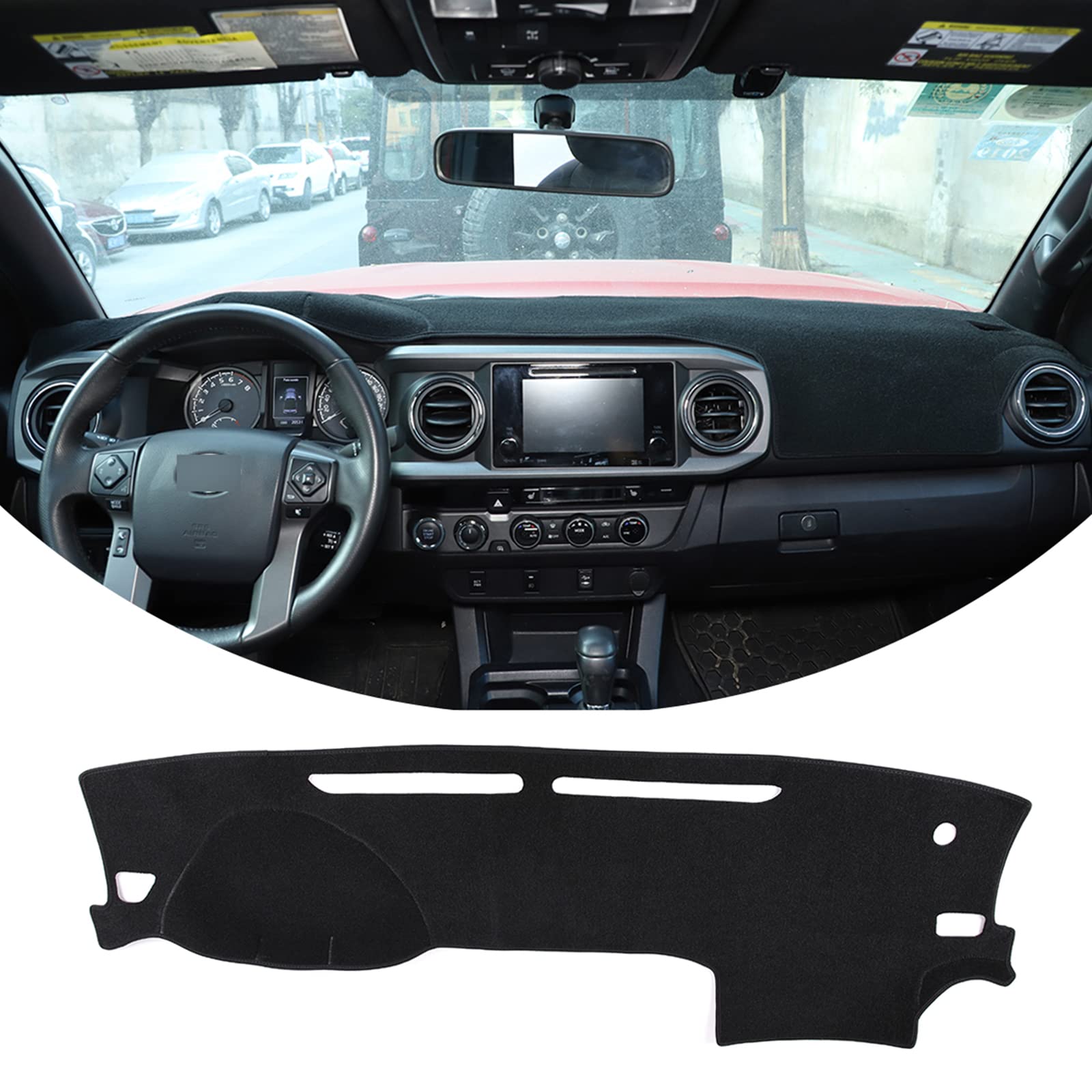 Car Polyester Non-Slip Inner Look Central Console Dashboard Sun Mat Compatible with Toyota Tacoma 2016 2017 2018 2019 2020 2021 2022 2023 Left Hand