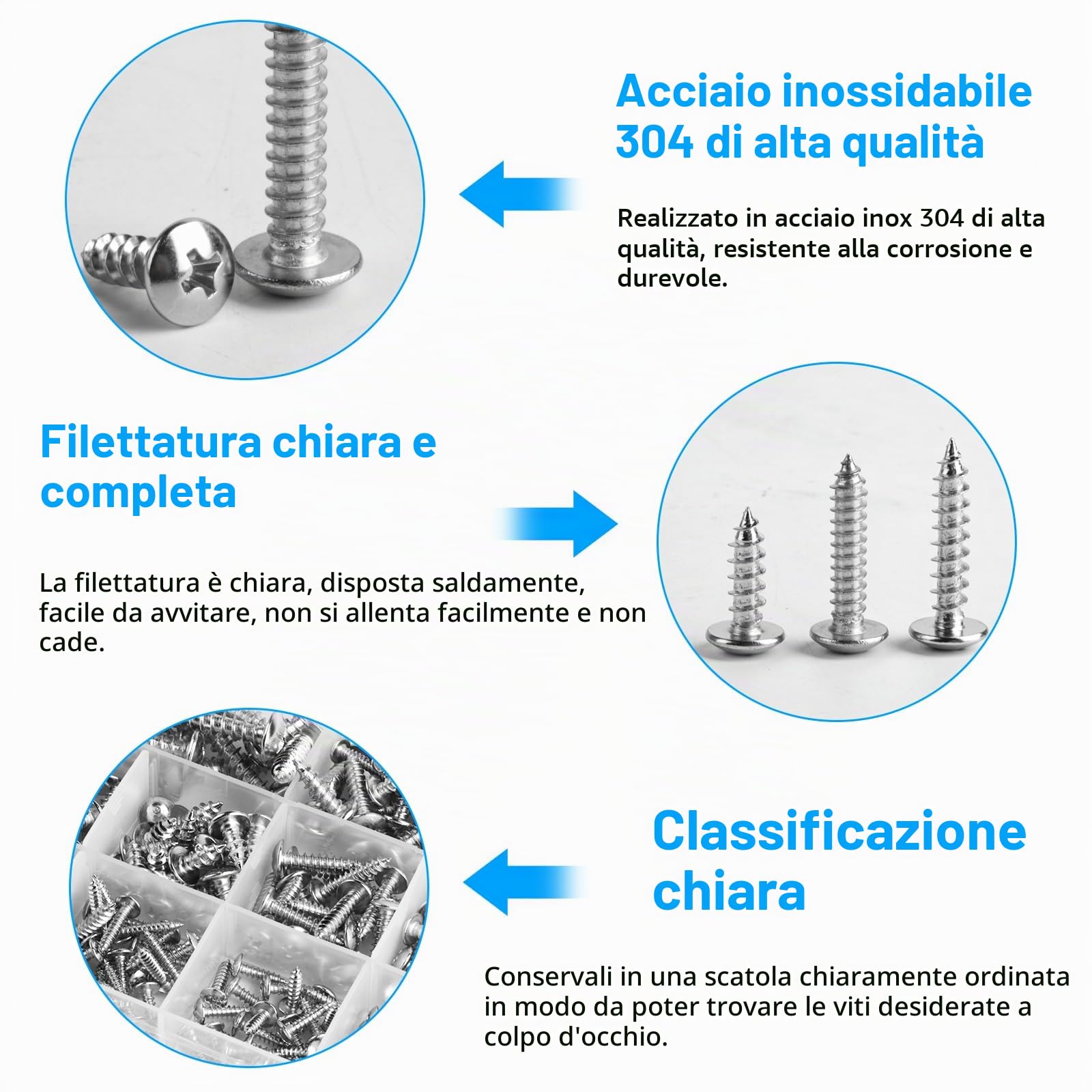 210 Pezzi Viti Autofilettanti Per Legno | M3 M4 M5 M6, Phillips a Testa Piatta, Viti a Testa a Croce per Metallo Cartongesso.
