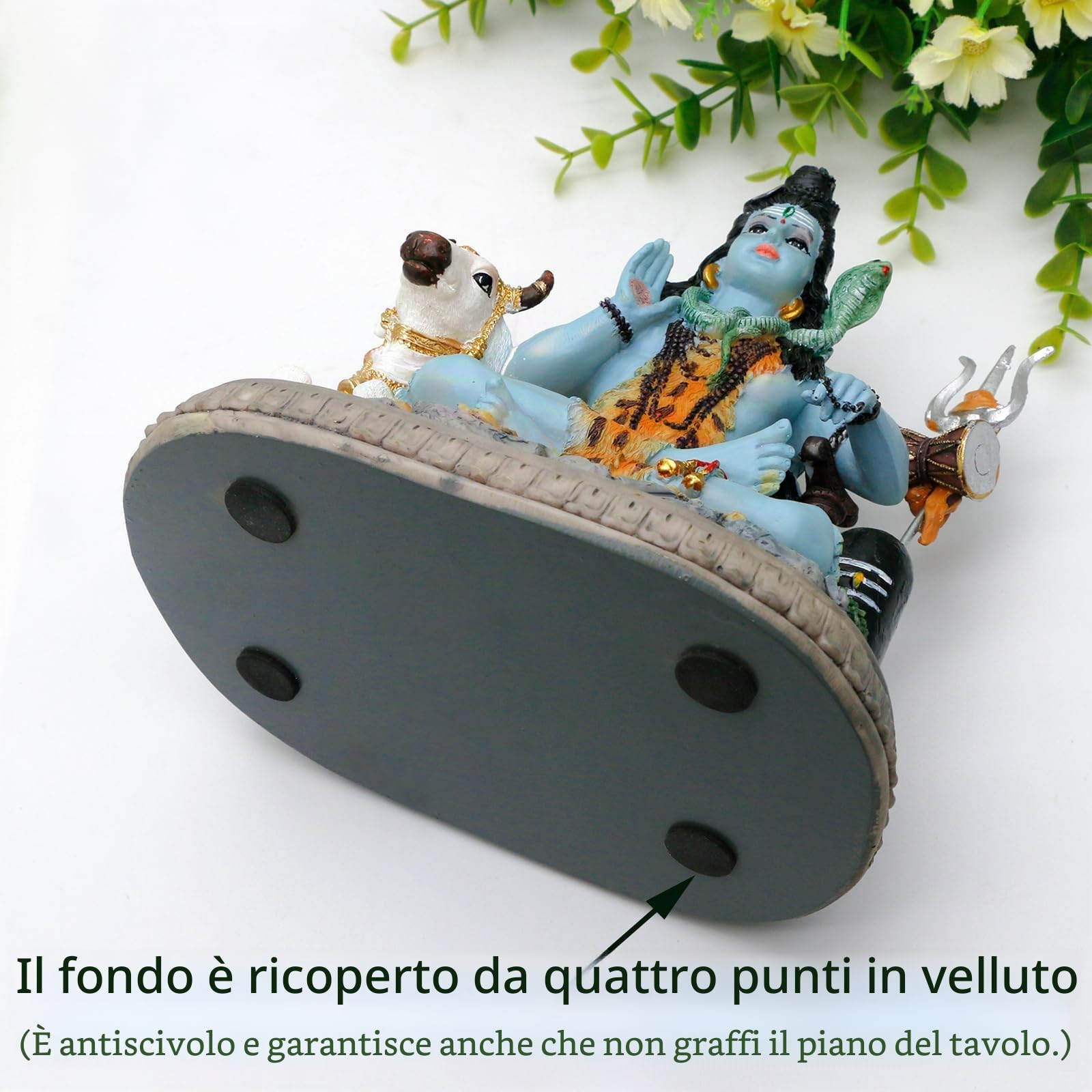 alikiki Statua indiana del Signore Shiva - Regali per indiano indù 17 cm H Shiva idolo W/mucca indiana ritorno regali yoga studio meditazione sala decorazione spirituale casa ufficio mandir altare