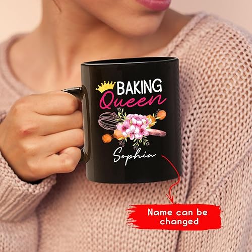 Miniatura 2 de Tazas de panadero personalizadas con nombre, taza de cerámica personalizada para hornear Queen, taza de porcelana para hornear, el mejor regalo para