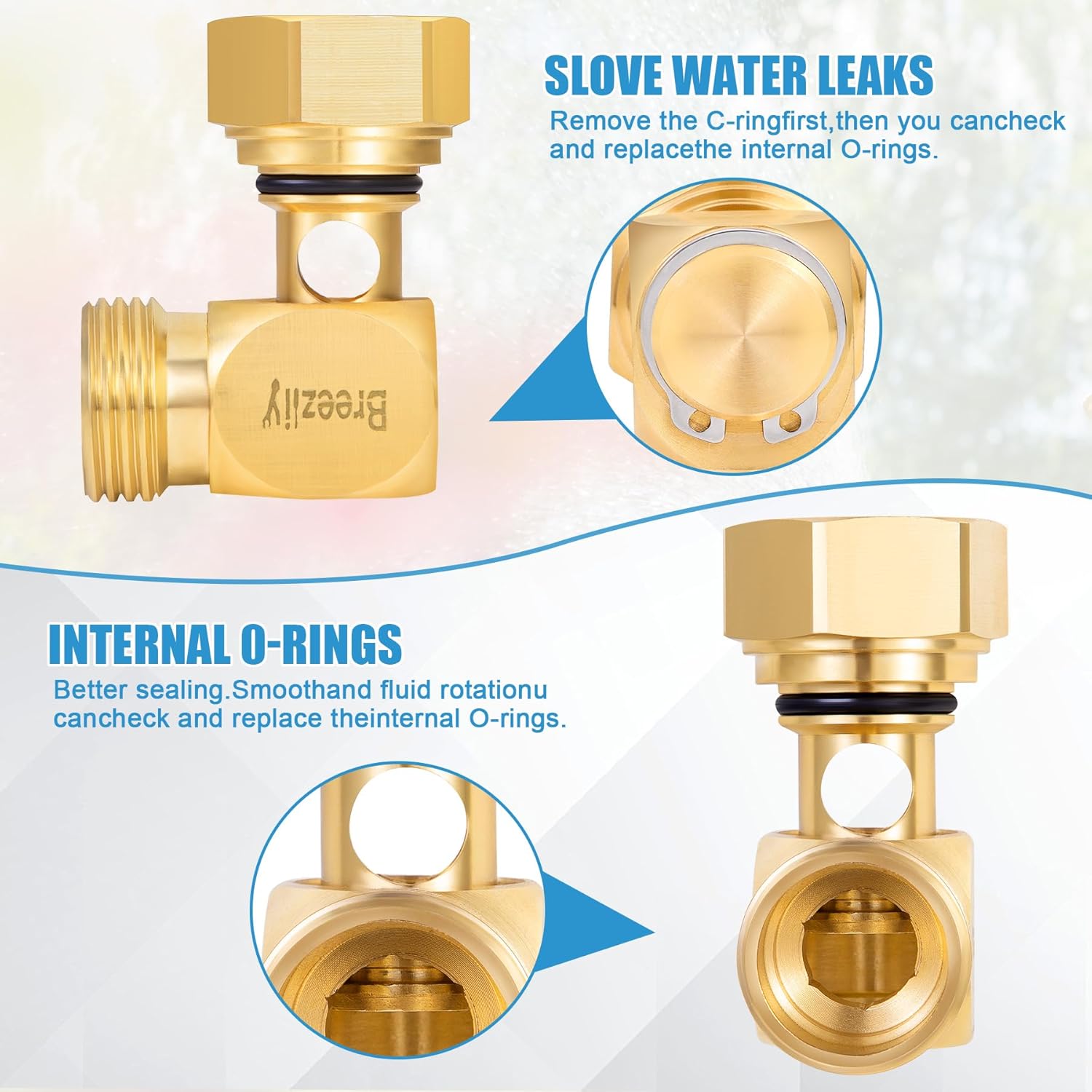 Garden Hose Swivel elbow Connector 90 Degree Solid Brass Pipe Fittings,Brass Replacement Part Swivel,Hose Kink Protector（1pc）