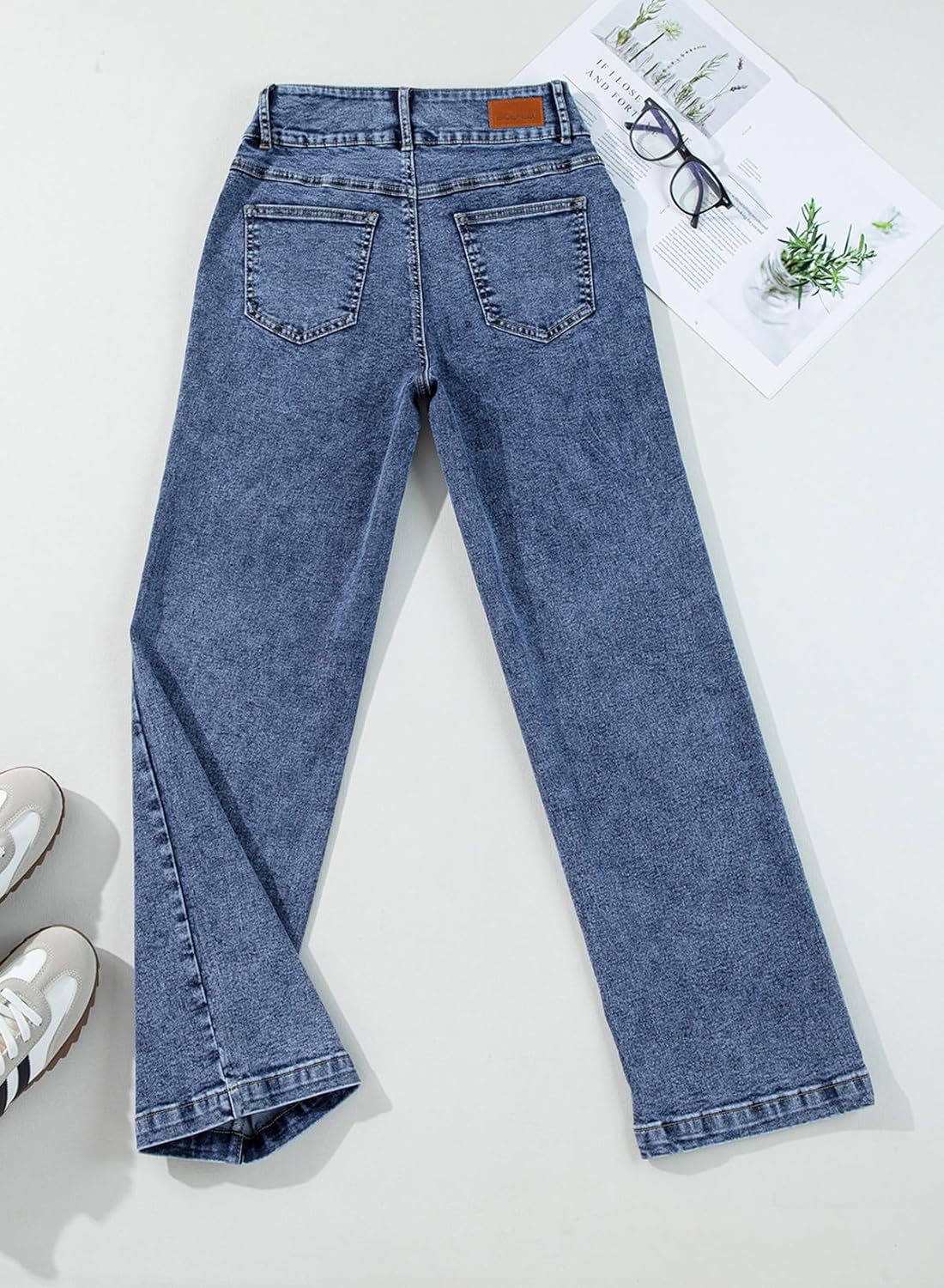 Sidefeel Women's Jeans High Waisted Straight Leg Stretchy Jeans Trendy Loose Wide Leg Zimbaplatinum Denim Pants with Pockets - Image 4
