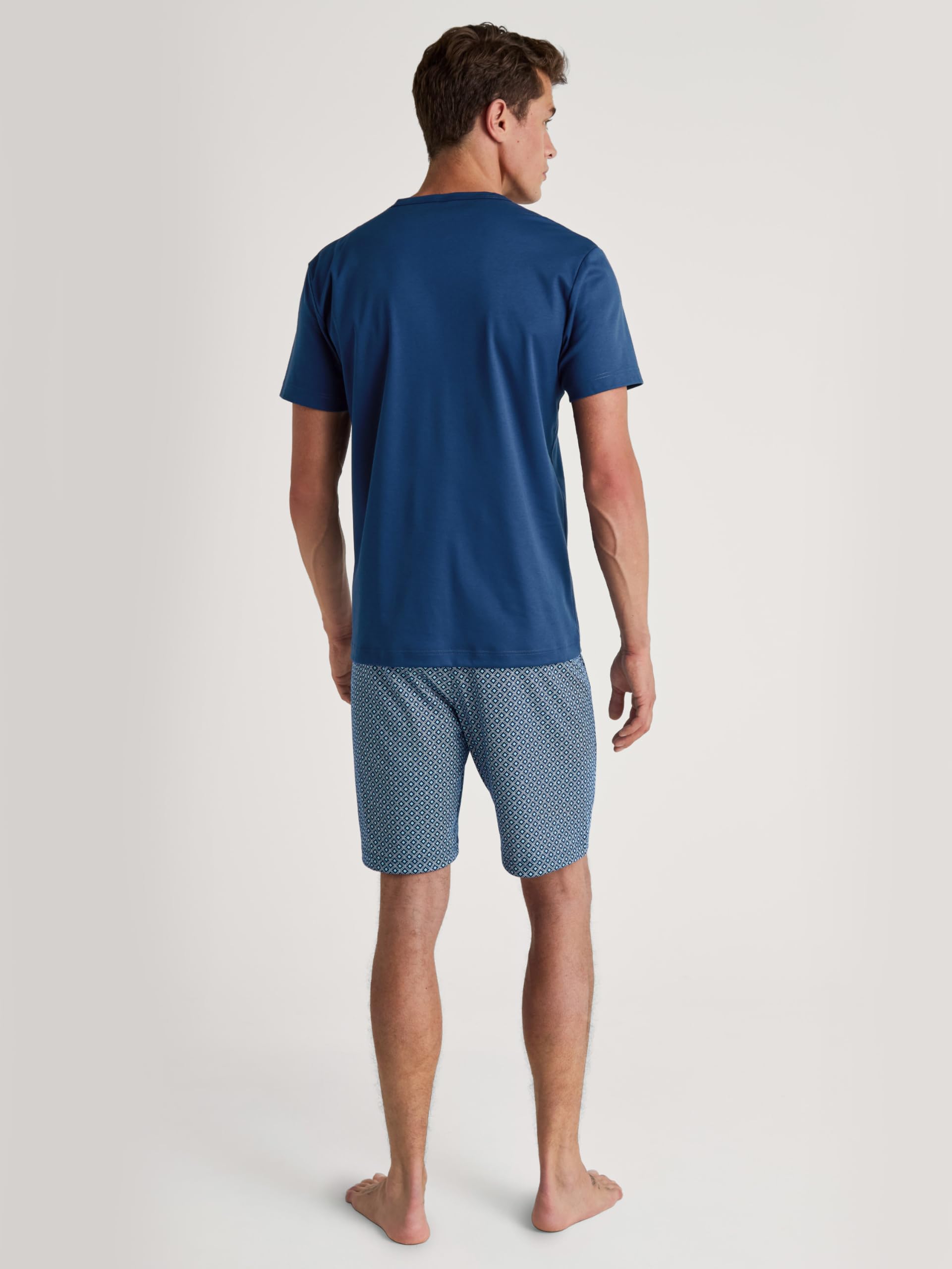CALIDA Relax Choice Kurz-Pyjama Herren, 100% Swiss+Cotton-Baumwolle, pflegeleicht Pottery Blue 52-54