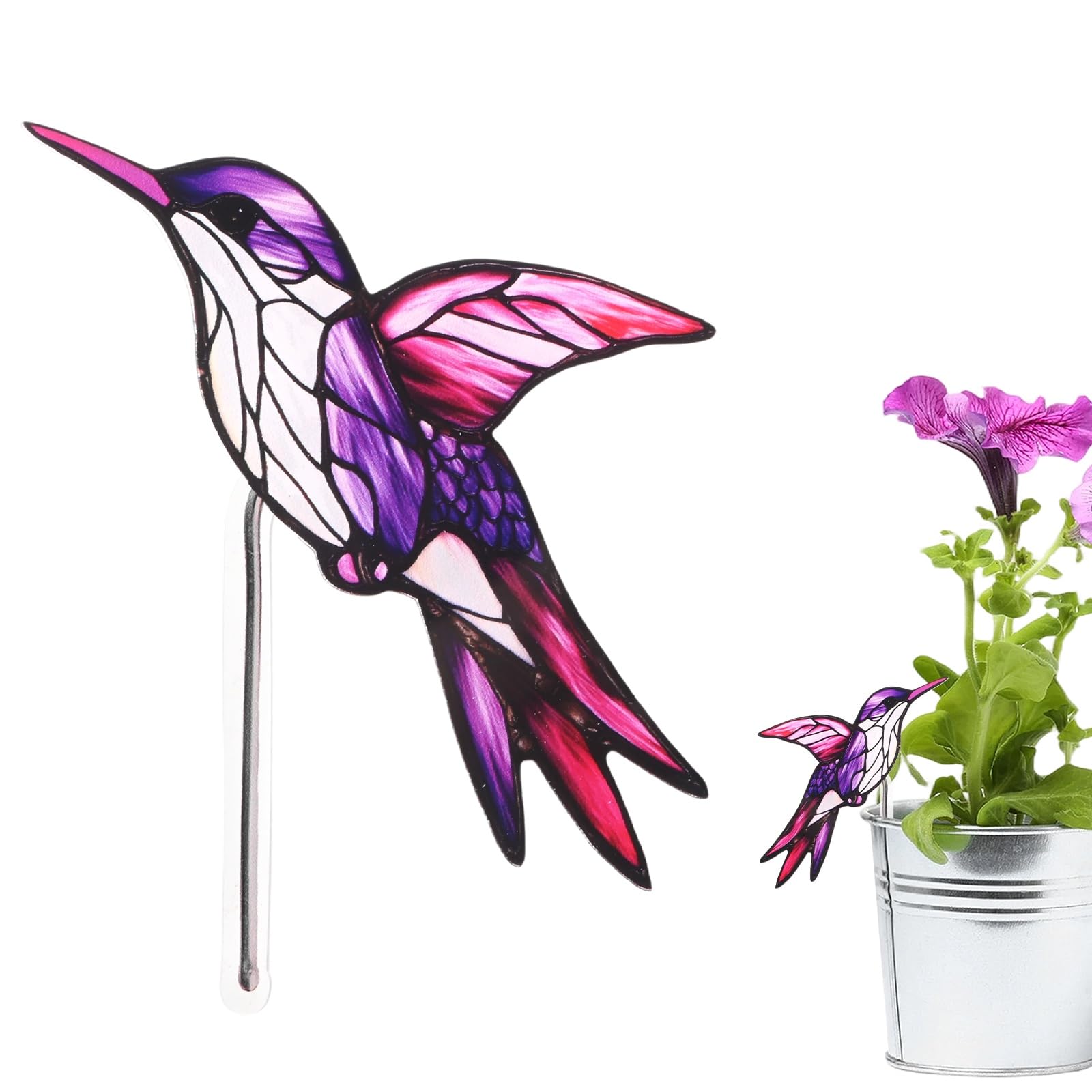 M METERXITY 1-Pack Bird Acrylic Stakes 4.7 Inch Bird Garden Decoration Ornament Potted Plant Decorative Signs for Flower Pot/Planter/Yard/Patio/Outdoor/Indoor[Birding 16]