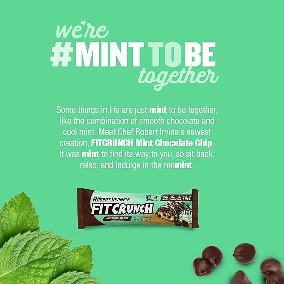 FITCRUNCH Protein Bar, Snack Size Protein Bar, Gluten Free, Value Pack (24 Snack Size Bars, Mint Chocolate Chip)