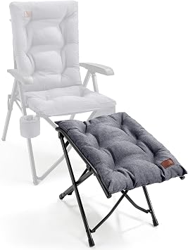 EVER ADVANCED Folding Camping Footrest Ergonomical Ottomans for Living Room Collapsible Garden Footstool Lightweight Leg Rest with Carry Bag for Bedroom Garden Patio, Outdoor, LightGrey