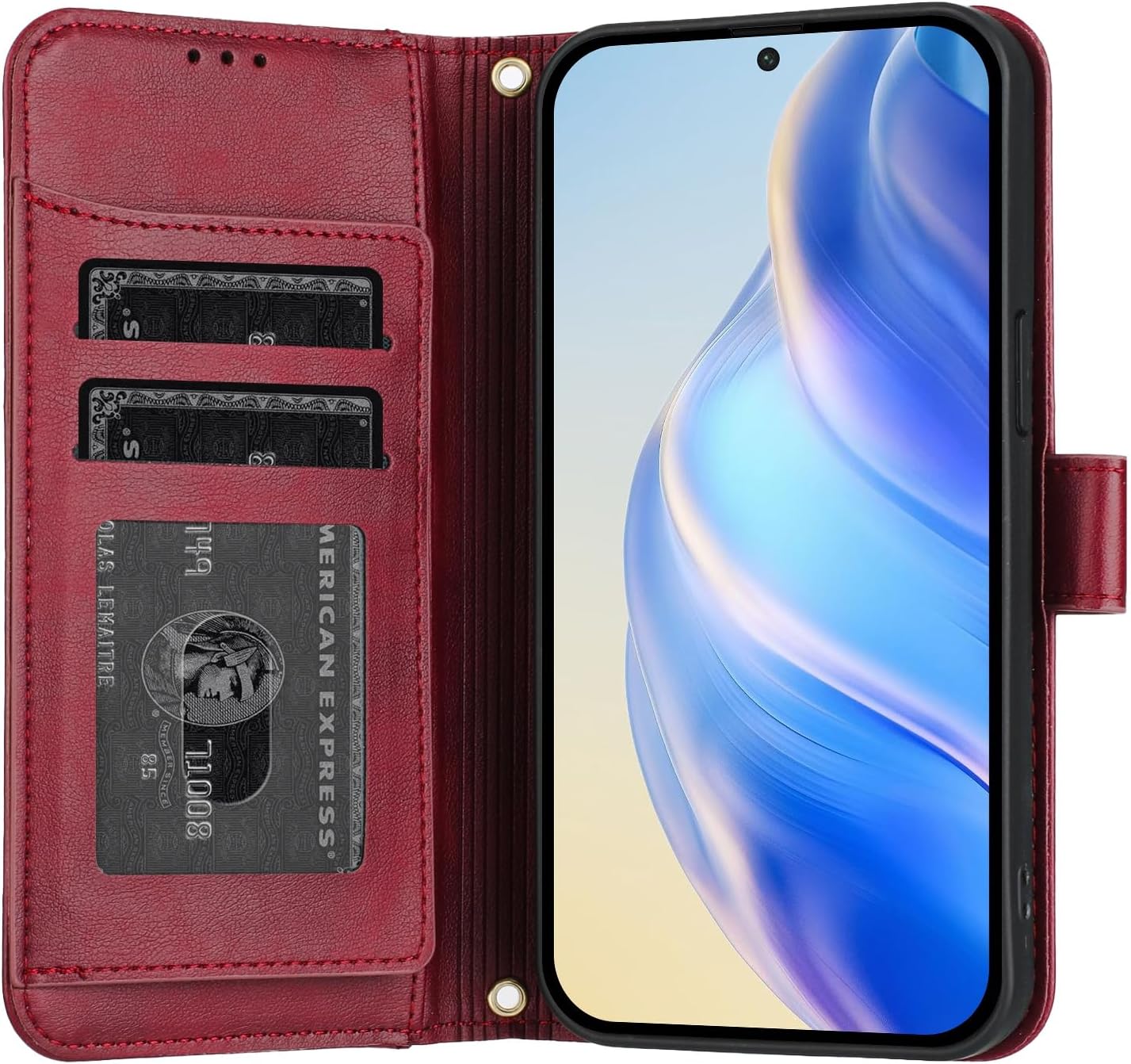Compatible with Xiaomi Poco C75 / Poco M7 5G,Compatible with Redmi 14C (5G / 4G) / 14R / A4 Flip Kickstand PU Leather Zipper Wallet Magnetic Closure Phone Case Red