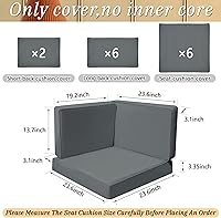 Vista 3 de Patelai 14 fundas impermeables para cojines de patio al aire libre, de 24 x 24 pulgadas, a prueba de rayos UV, fundas de asiento seccionales