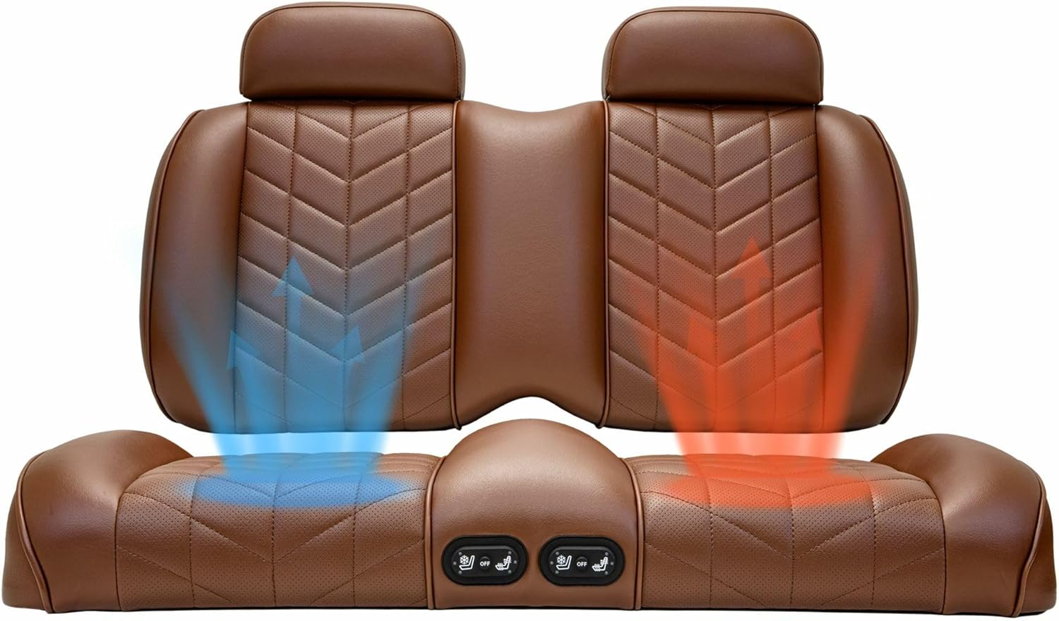 MADJAX Aviator Heated/Cooled Golf Cart Front Seat Cushion with Thermaflex Compatible with Club Car Precedent/Tempo/Onward | Premium Seat Back and Bottom Assembly | Coffee